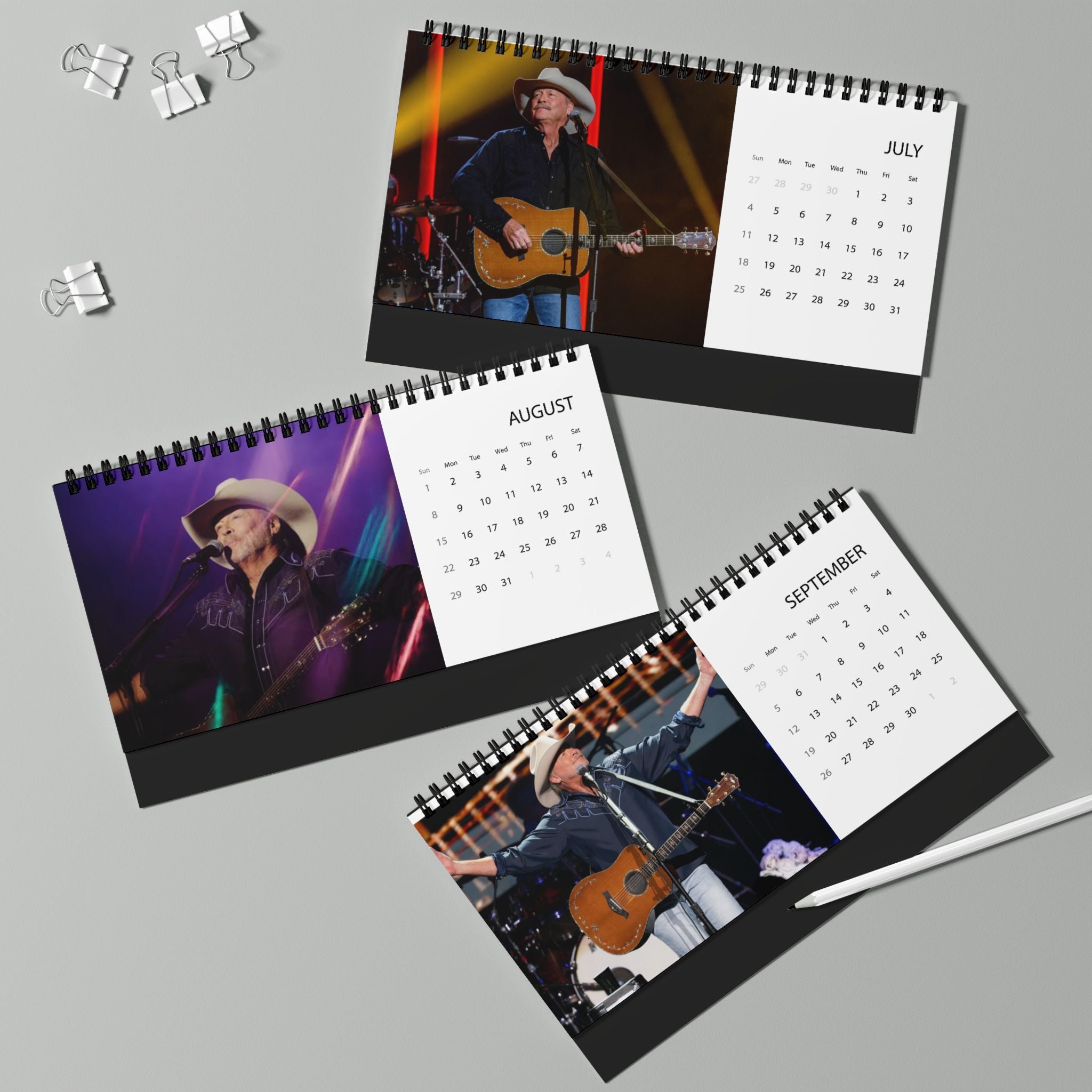 Alan Jackson Desktop Calendar 2027 — 2027 Grid Desk Calendar with Monthly Dates