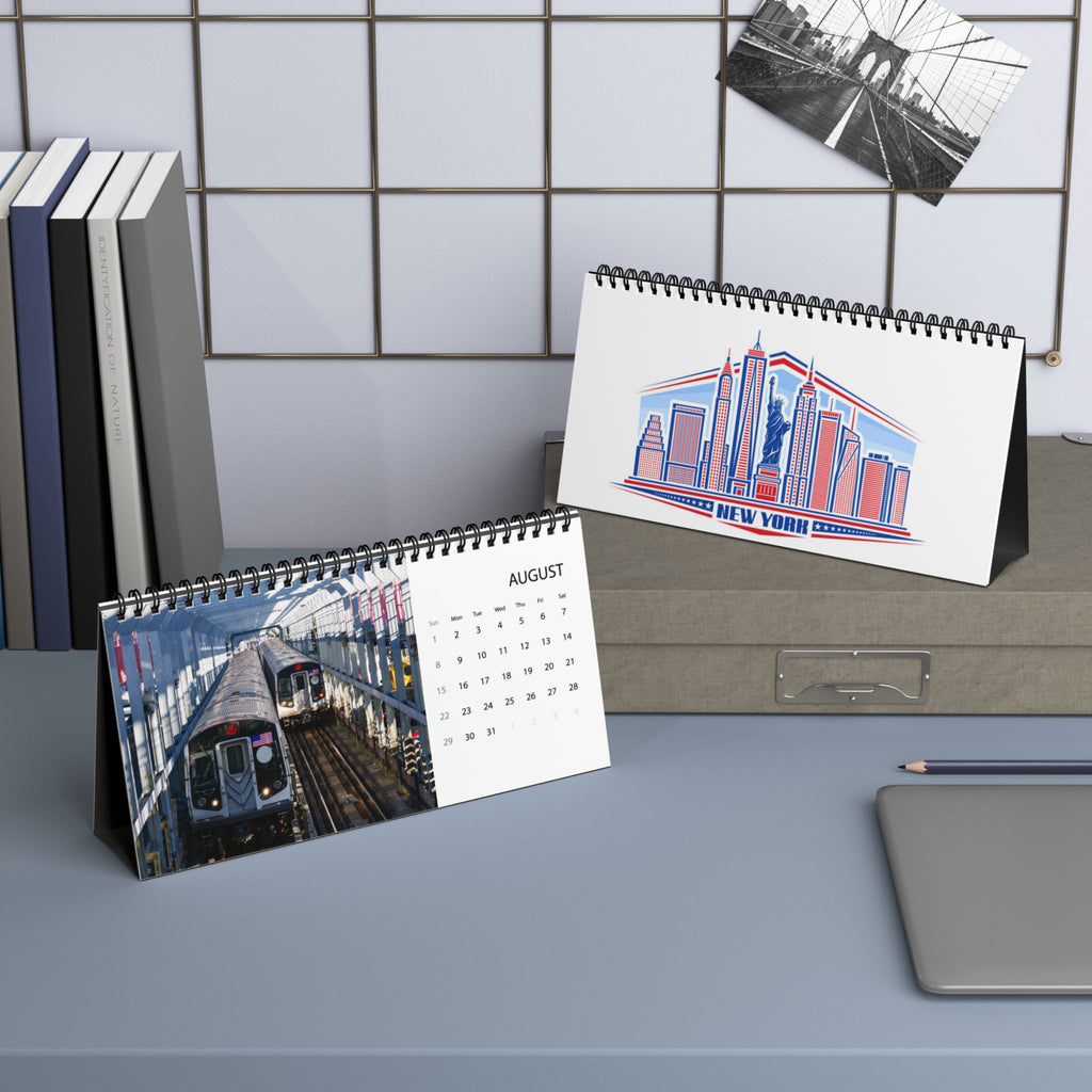 New York Desktop Calendar 2027 — Grid Layout Travel Desk Calendar