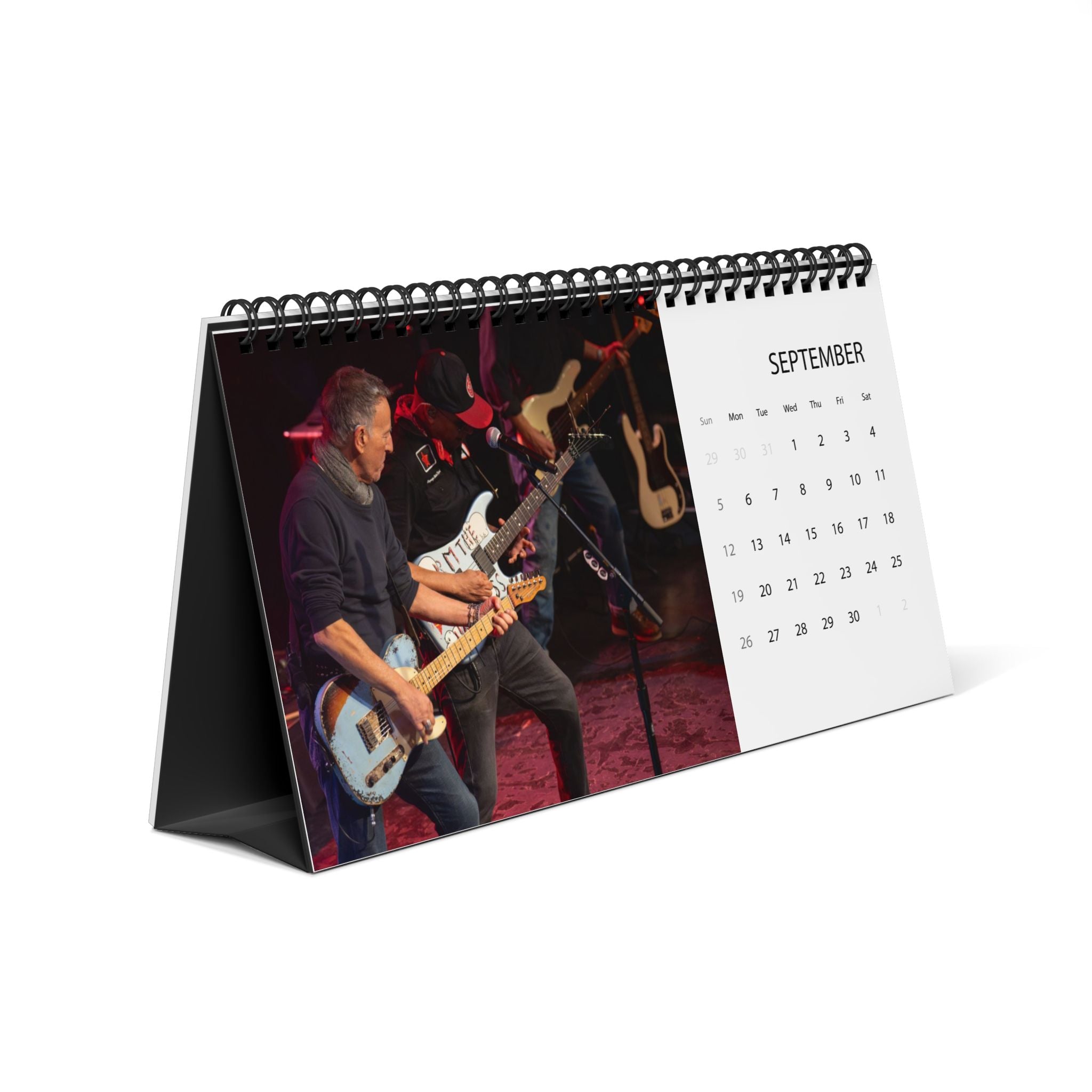 Bruce Springsteen Desktop Calendar — 2027 Grid Desk Calendar with Musician Photo Layout
