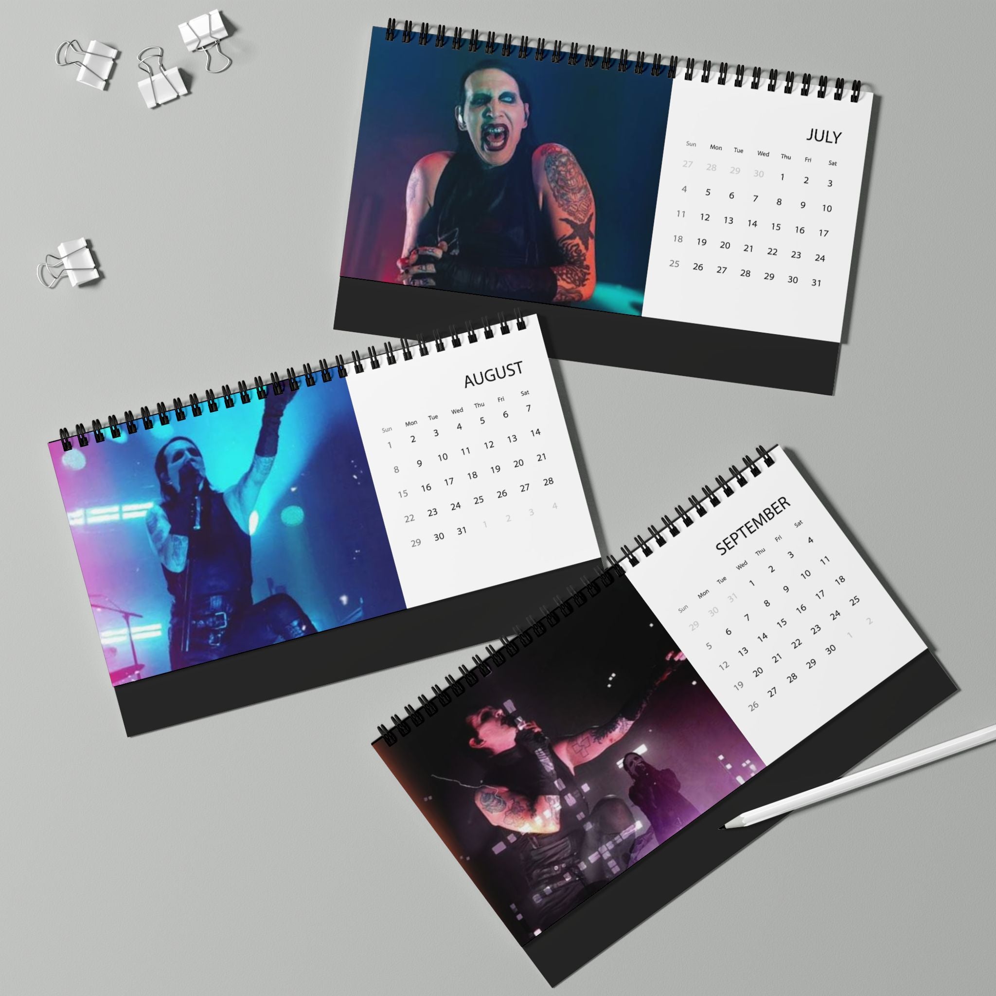 Marilyn Manson 2027 Music Artist Desk Calendar with Monthly Grid