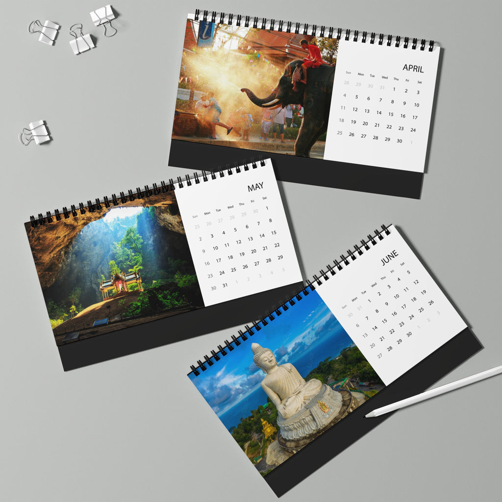Thailand Desktop Calendar 2027 – Scenic Temple Grid Planner