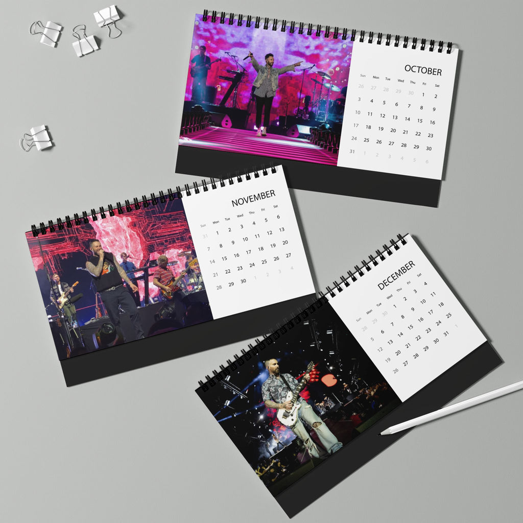Maroon 5 Desktop Calendar 2027 Grid Calendar (Desk Stand)