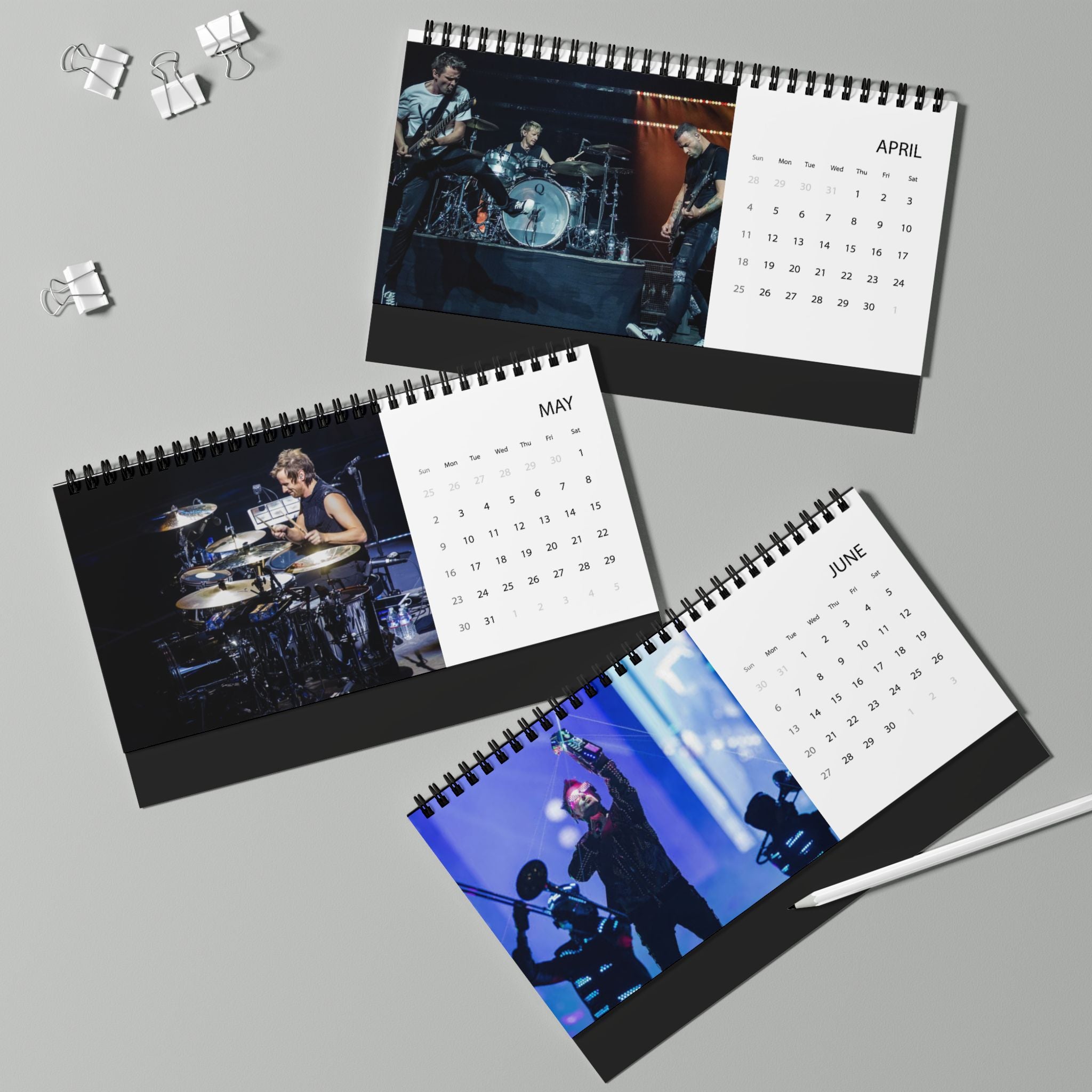 Muse 2027 Desk Calendar — Grid Layout Desktop Calendar with Monthly Images