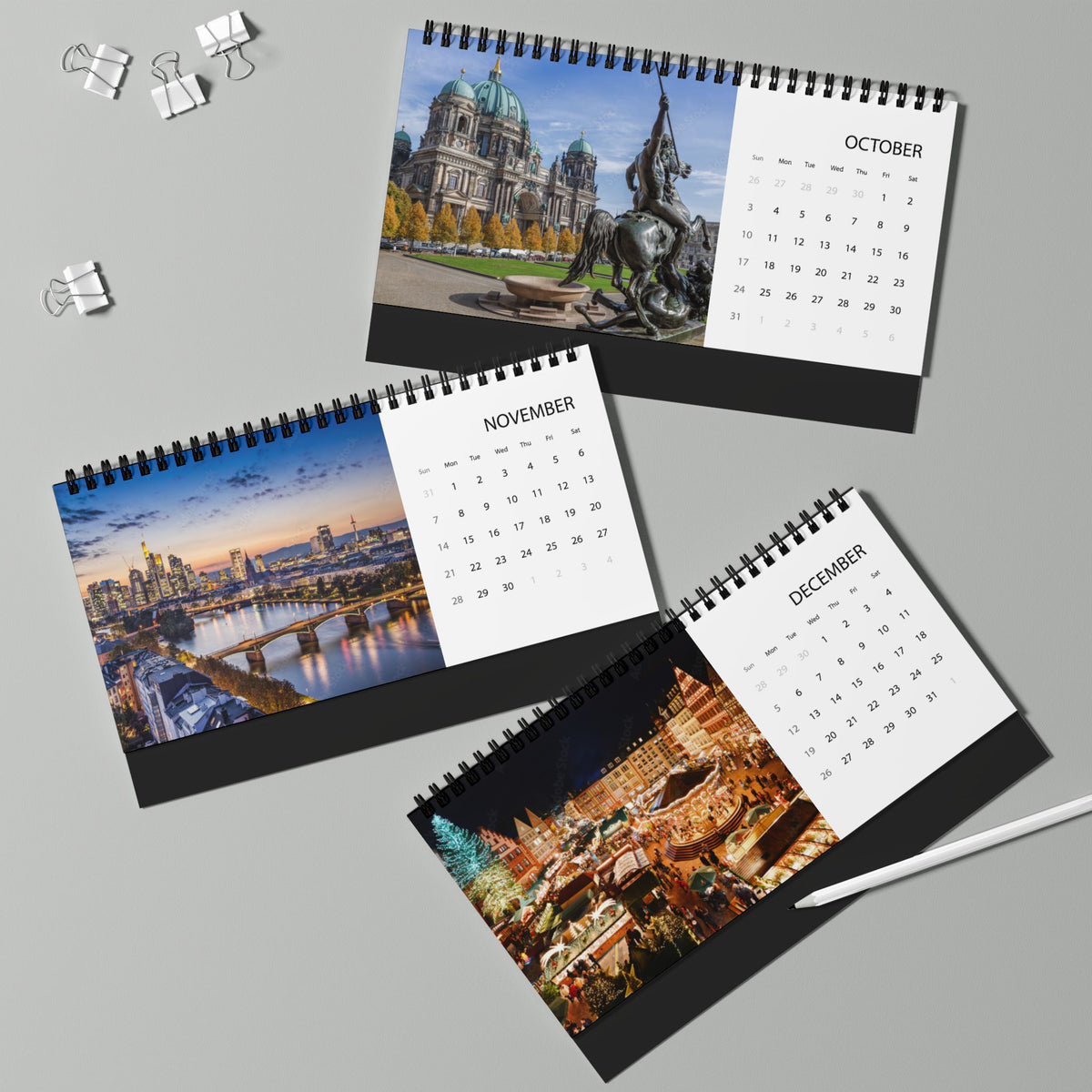 Germany Desktop Calendar 2027 — Scenic Landmark & Culture Desk Planner (Grid Layout)