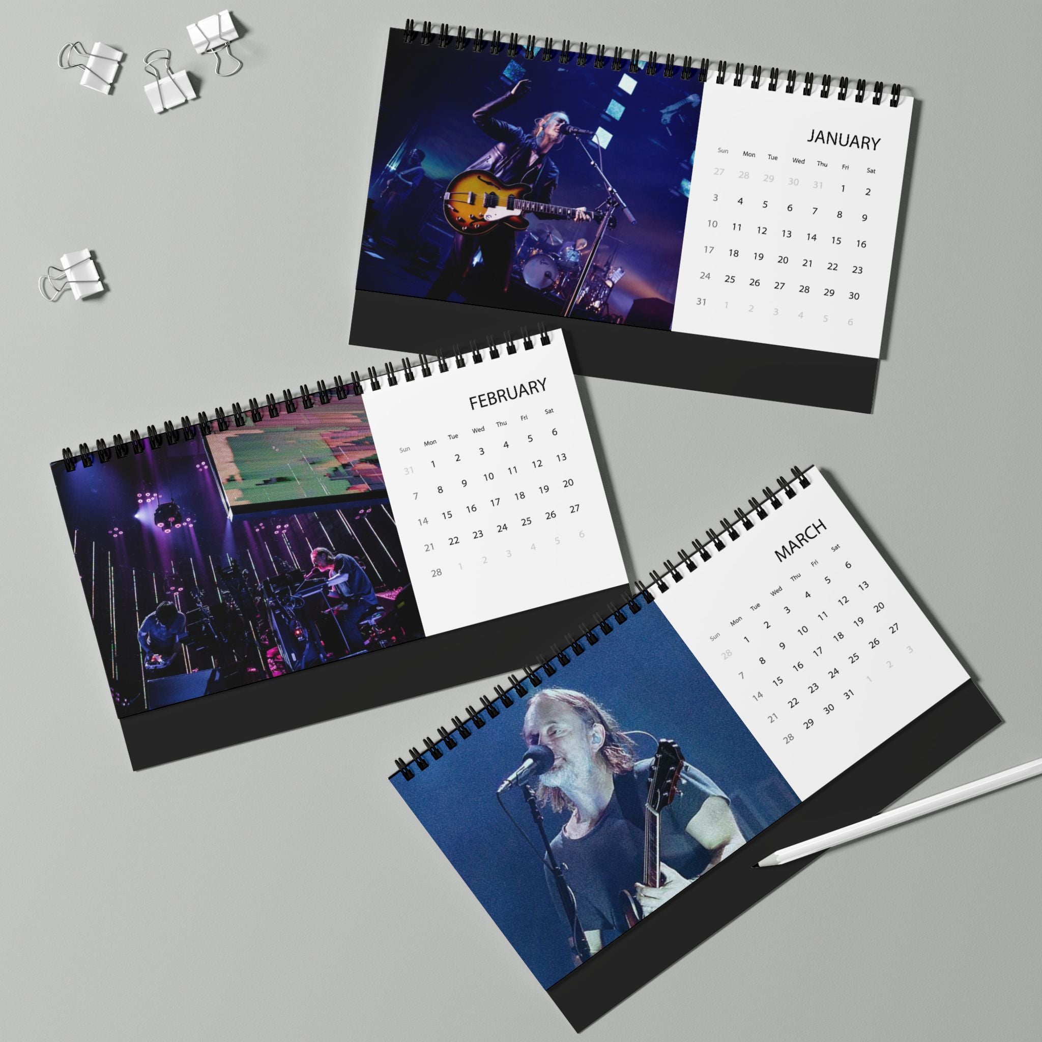 Radiohead 2027 Desktop Calendar — Grid-Style Monthly Planner