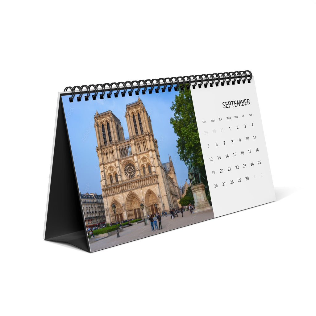 Paris 2027 Grid Desk Calendar with Eiffel Tower & Landmark Photos