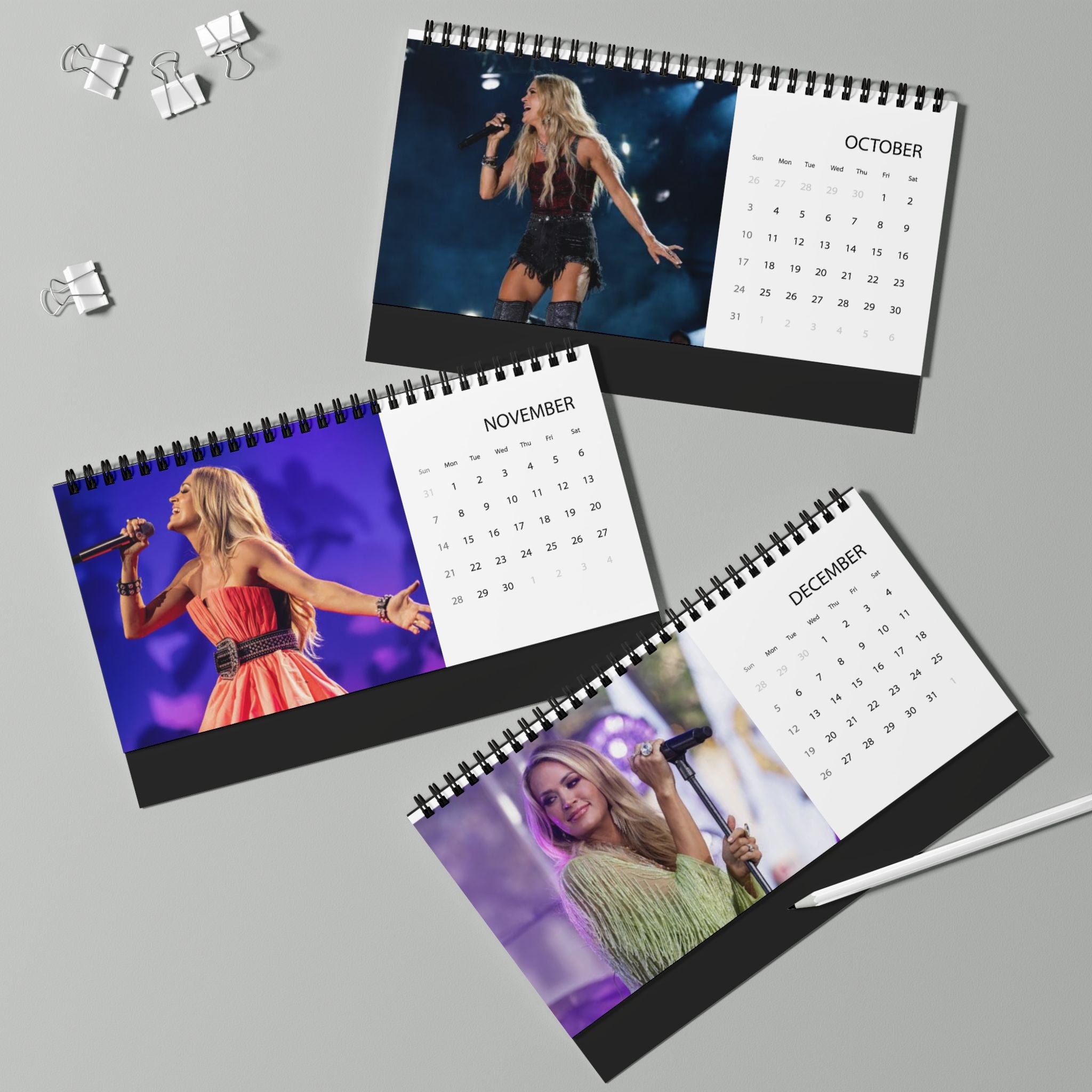 Carrie Underwood Desktop Calendar (2027 grid)