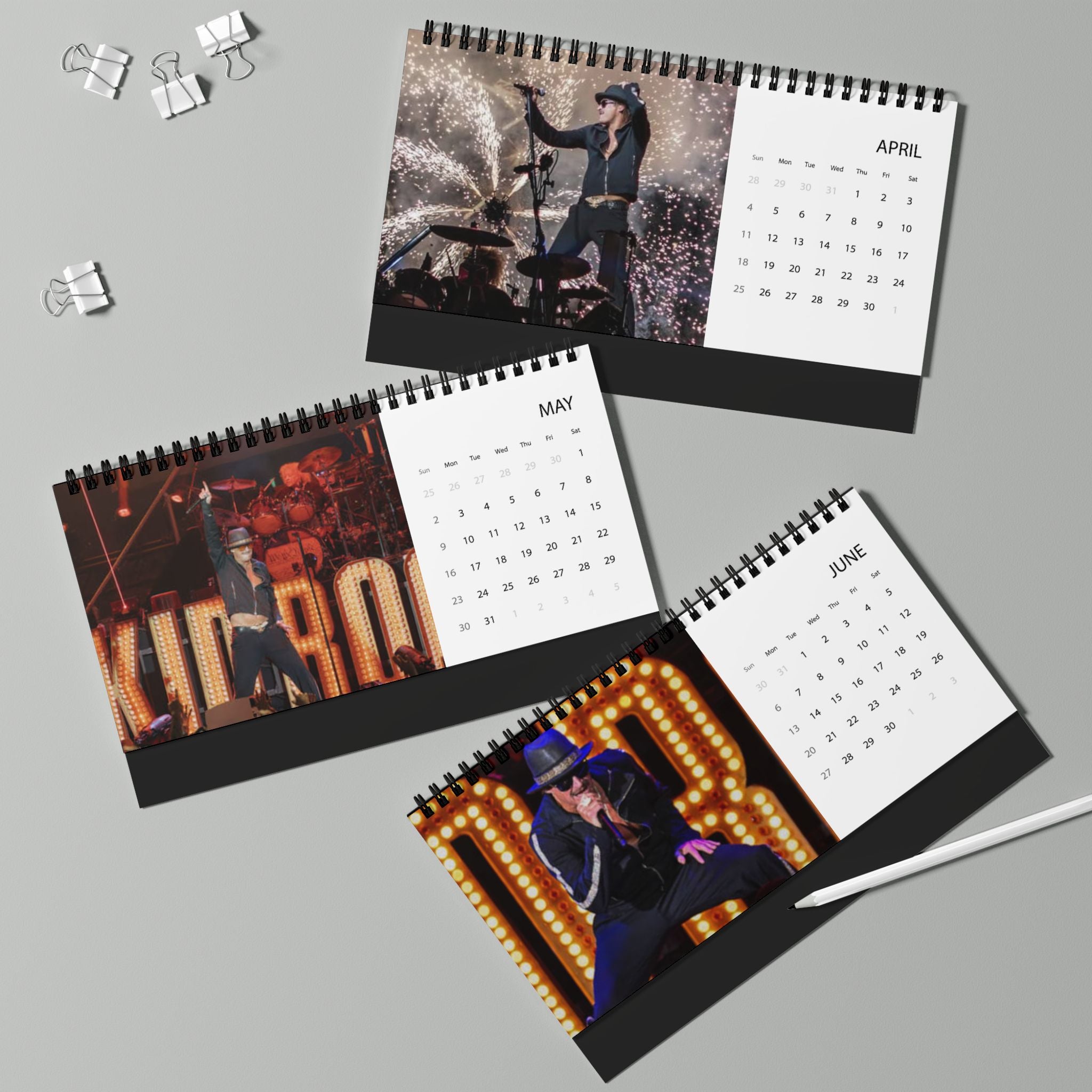 Kid Rock Desktop Calendar 2027 — Musician Photo Grid Desk Calendar