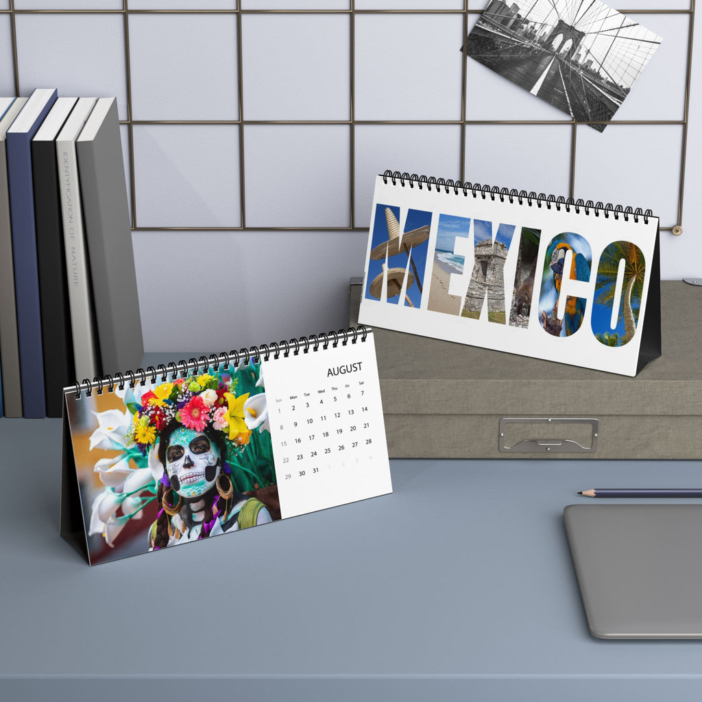 Mexico 2027 Desktop Calendar — Scenic Travel Photo Desk Calendar (Grid Dates)