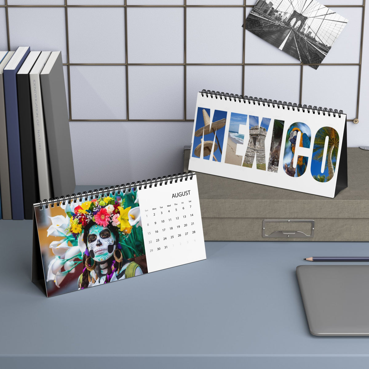 Mexico 2027 Desktop Calendar — Scenic Travel Photo Desk Calendar (Grid Dates)