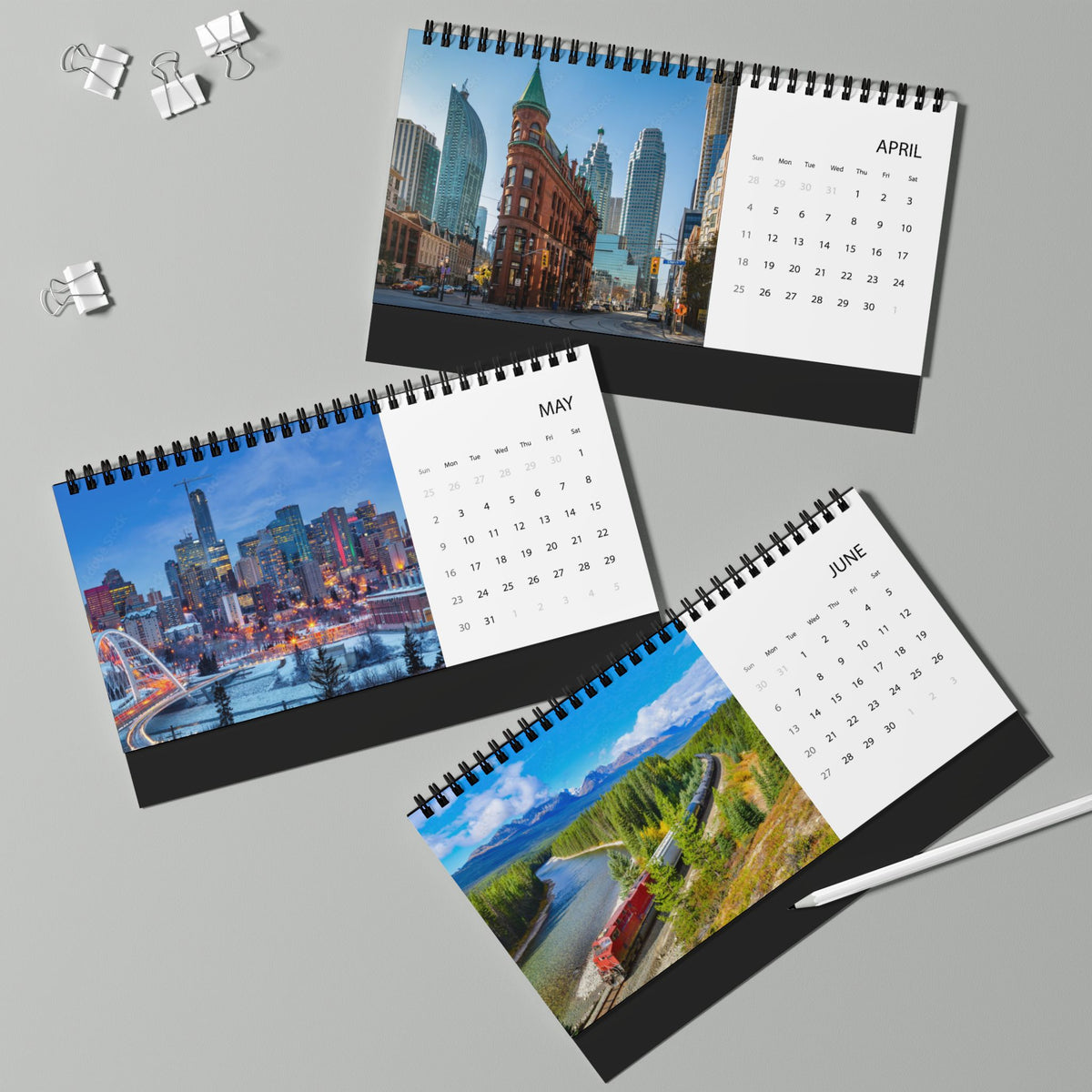 Canada 2027 Desktop Calendar — Scenic Canadian Cities Grid Planner