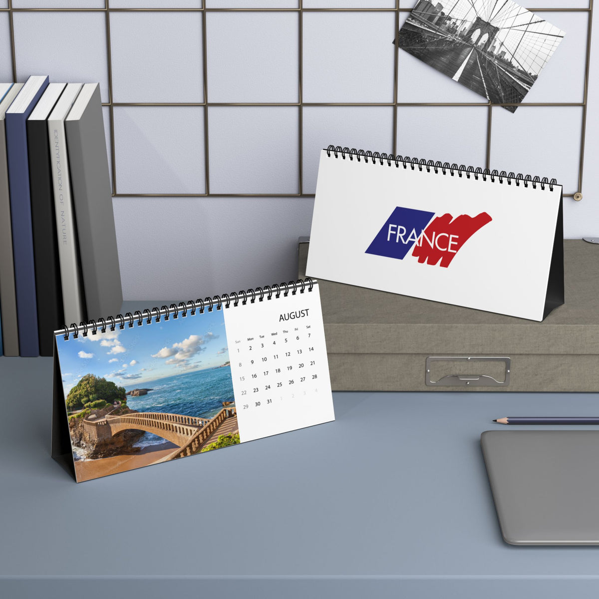 France Desktop Calendar 2027 — Scenic Monthly Grid Desk Calendar