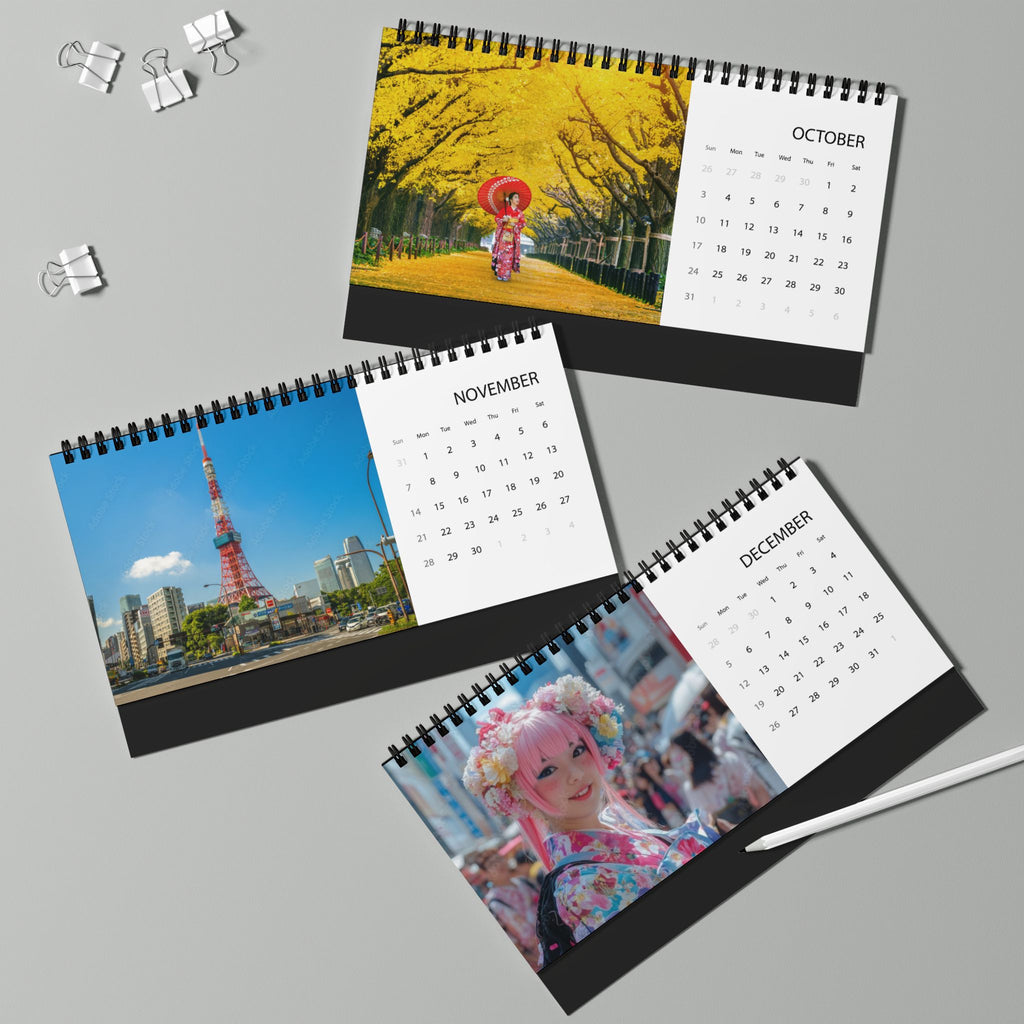 Tokyo 2027 Desktop Calendar – Grid Planner with City Photo Layout