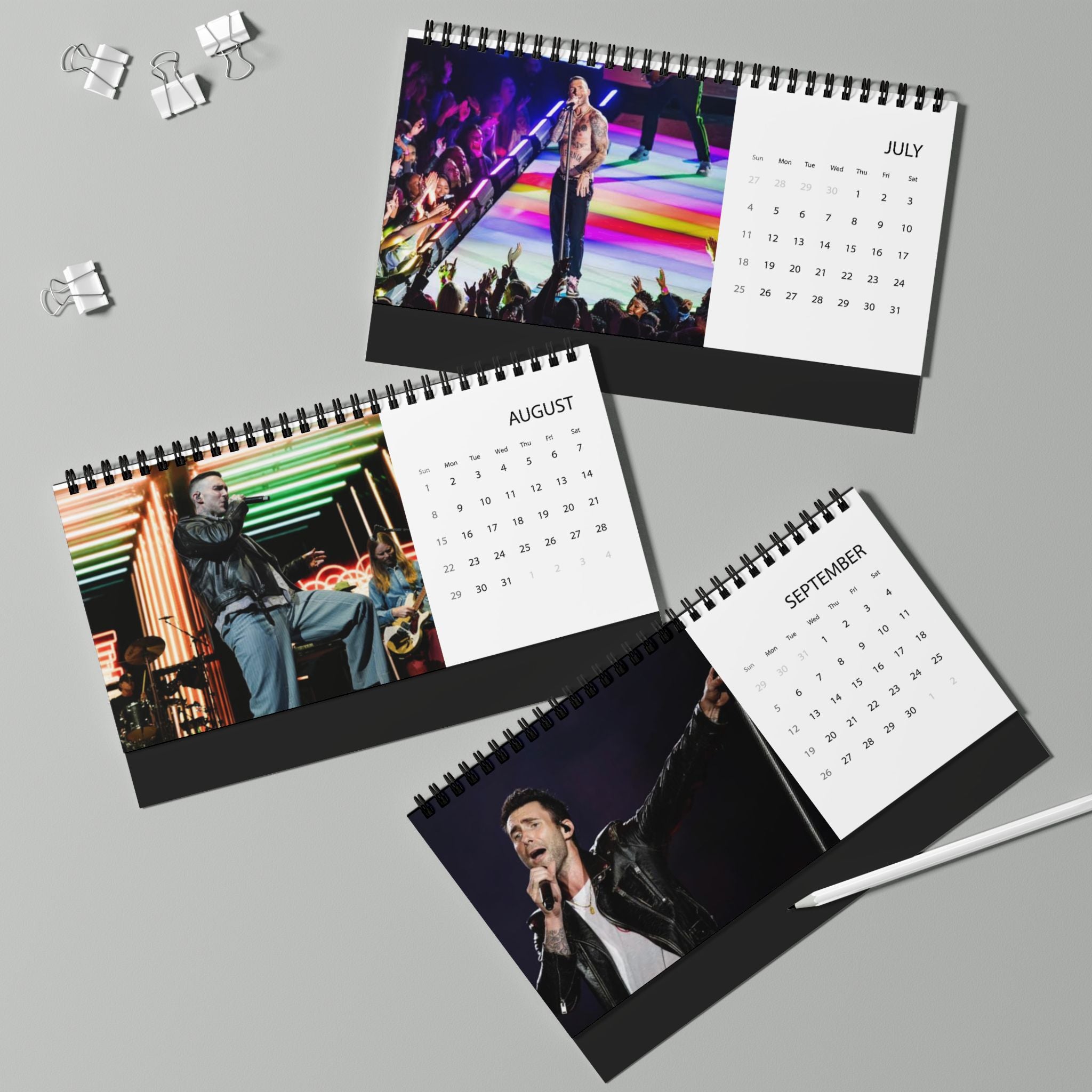 Maroon 5 Desktop Calendar 2027 Grid Calendar (Desk Stand)