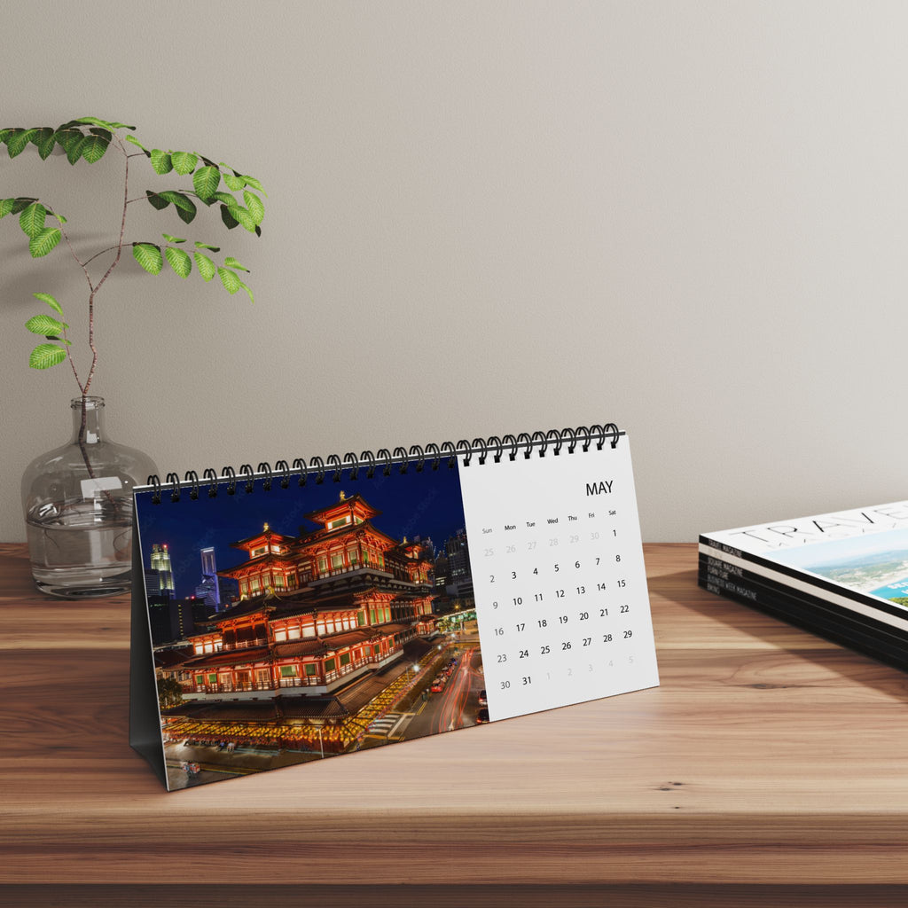 Singapore Desktop Calendar 2027 — Scenic Grid Desk Calendar with City Photos