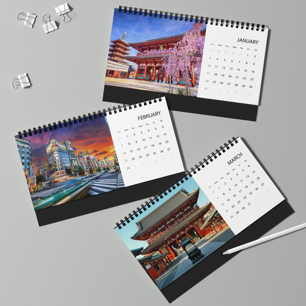 Tokyo 2027 Desktop Calendar – Grid Planner with City Photo Layout