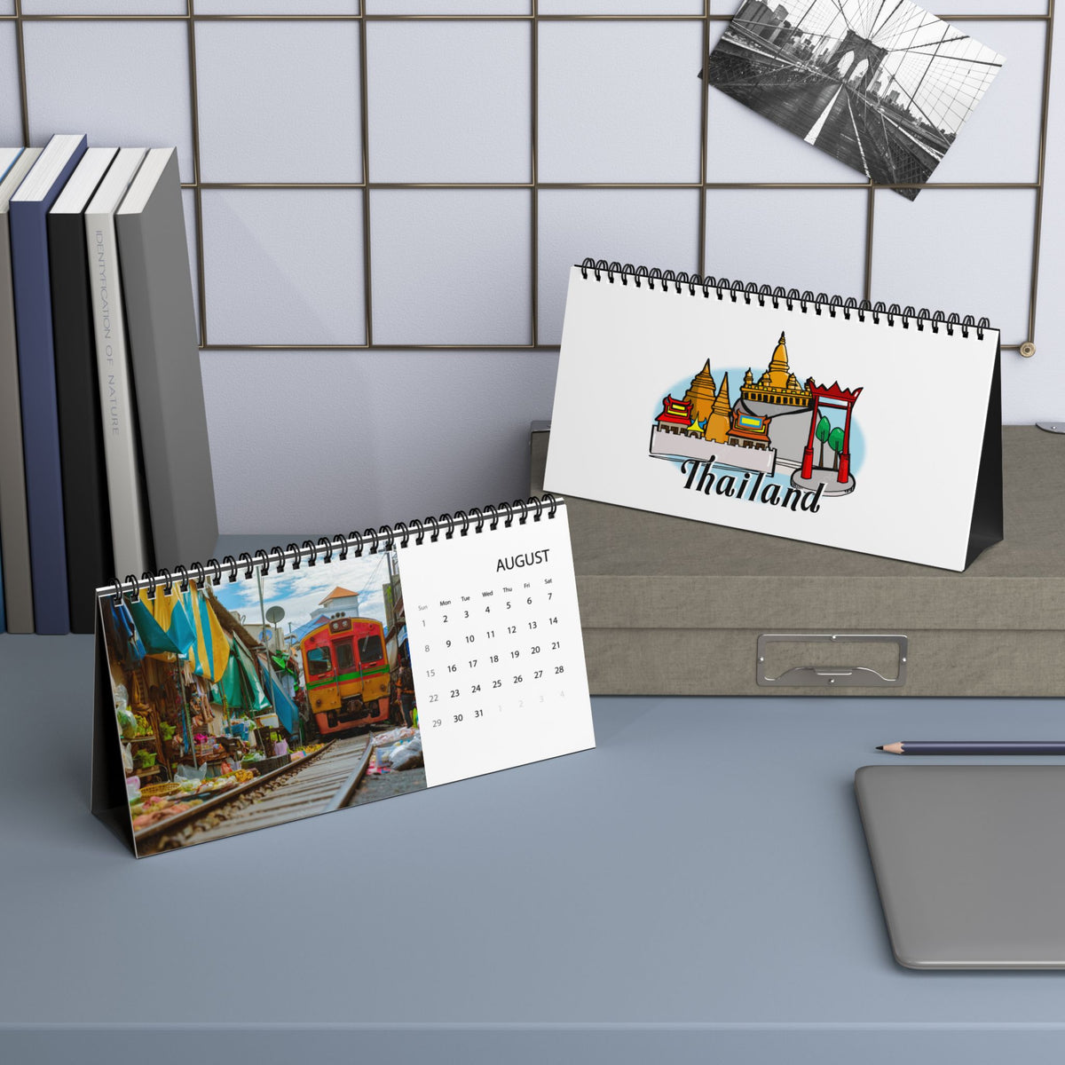 Thailand Desktop Calendar 2027 – Scenic Temple Grid Planner