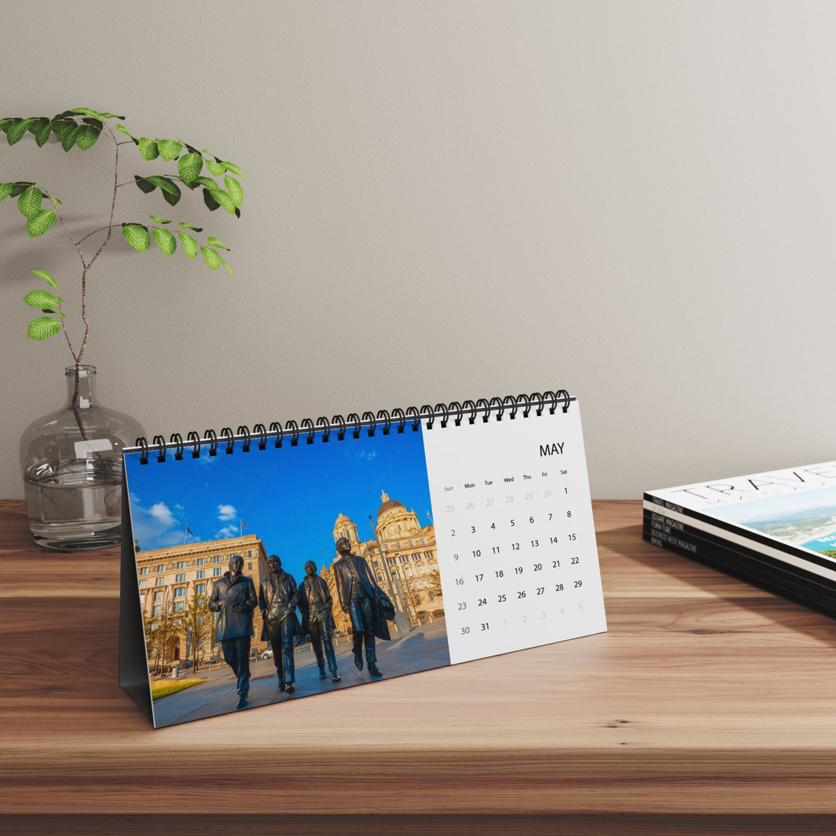 England Desktop Calendar 2027 — Scenic UK Travel Grid Calendar (Desk Size)