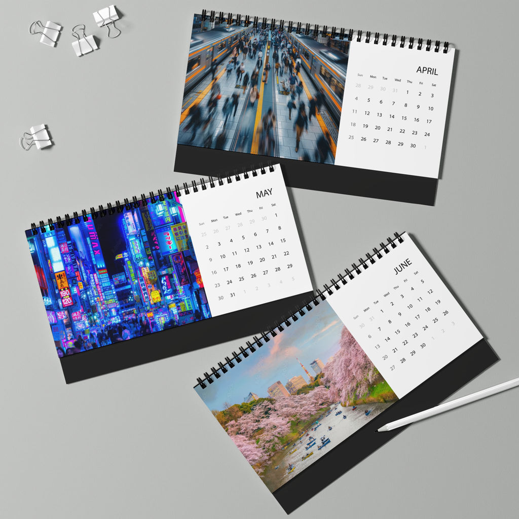 Tokyo 2027 Desktop Calendar – Grid Planner with City Photo Layout