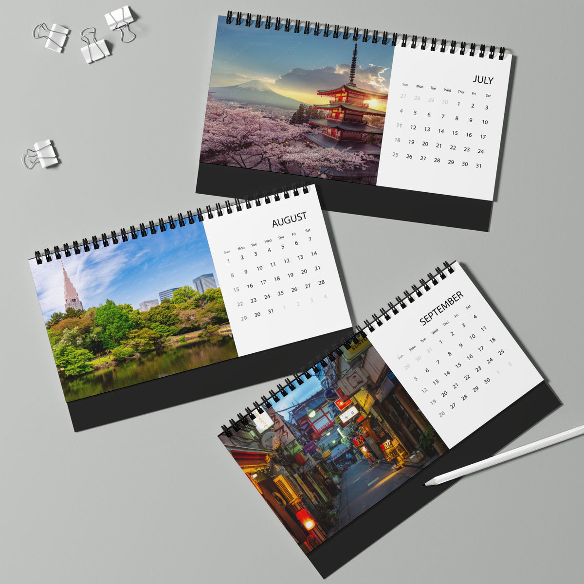 Tokyo 2027 Desktop Calendar – Grid Planner with City Photo Layout