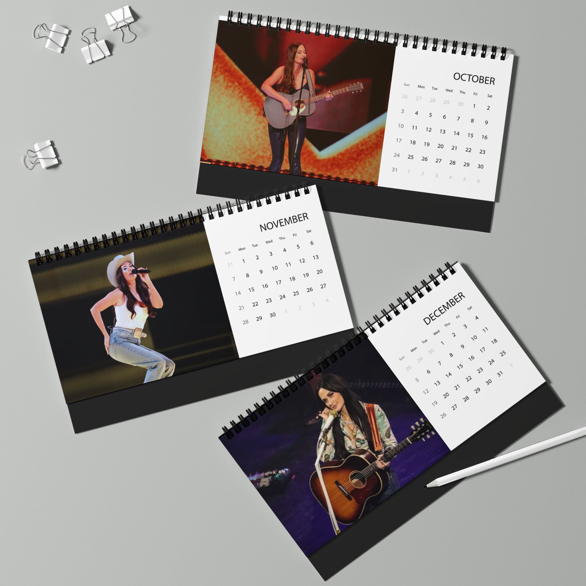 Kasey Musgraves 2027 Desktop Calendar - Grid Monthly Desk Planner