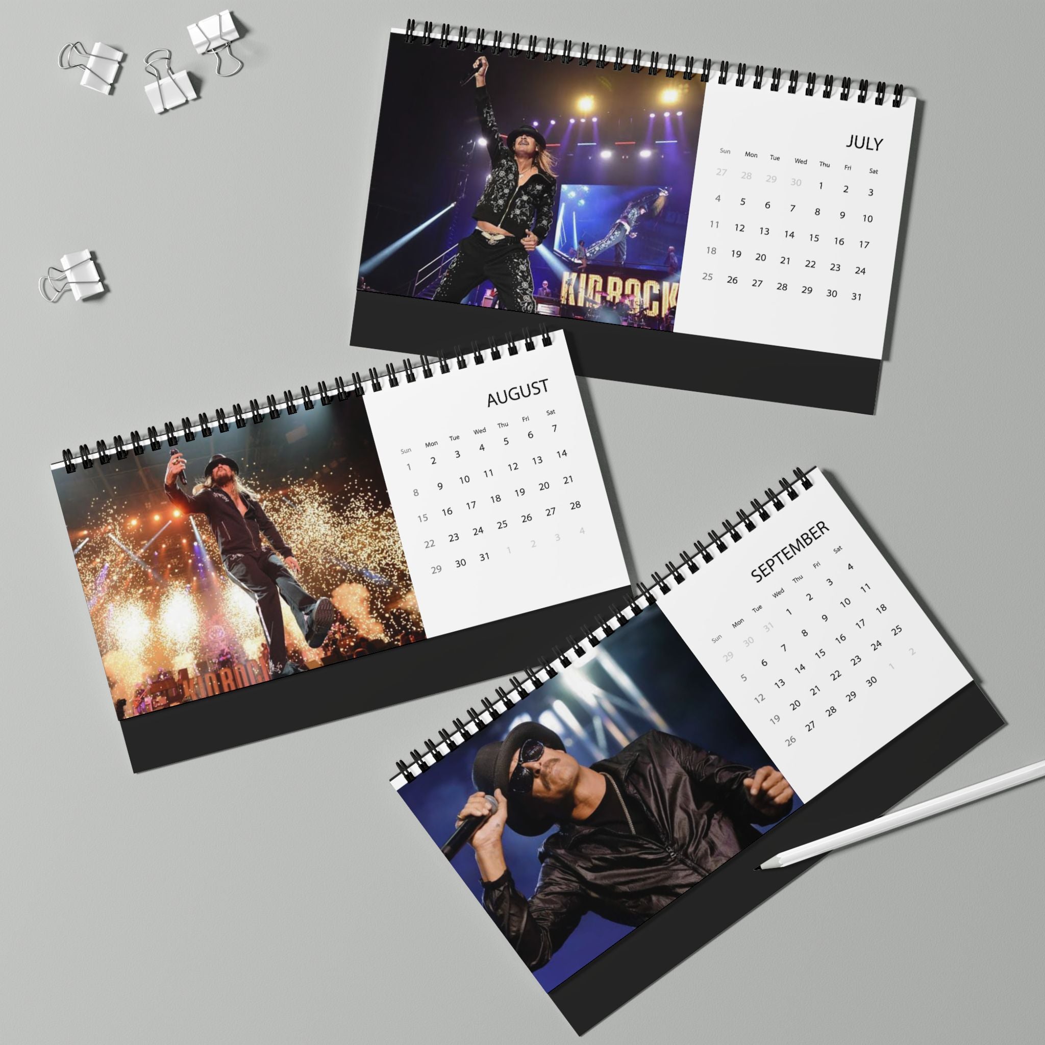 Kid Rock Desktop Calendar 2027 — Musician Photo Grid Desk Calendar