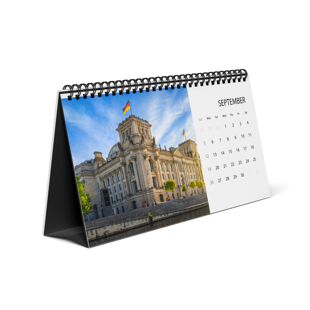 Germany Desktop Calendar 2027 — Scenic Landmark & Culture Desk Planner (Grid Layout)