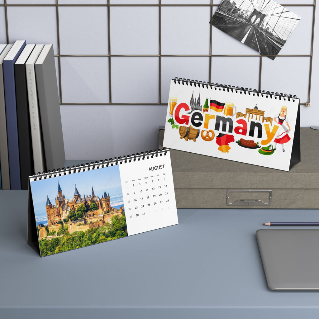 Germany Desktop Calendar 2027 — Scenic Landmark & Culture Desk Planner (Grid Layout)