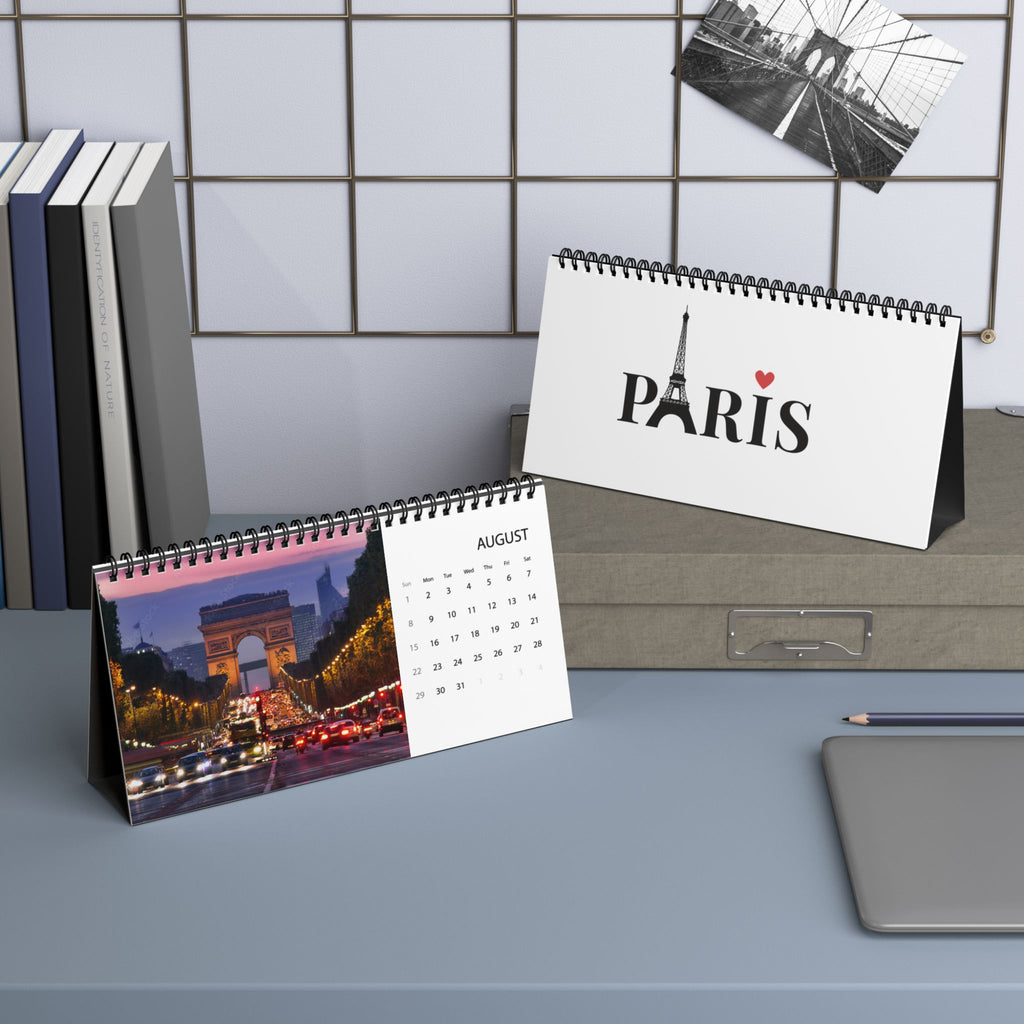 Paris 2027 Grid Desk Calendar with Eiffel Tower & Landmark Photos