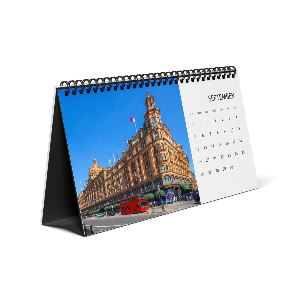 London Desk Calendar 2027 — Desktop Grid Calendar with Iconic City Photos