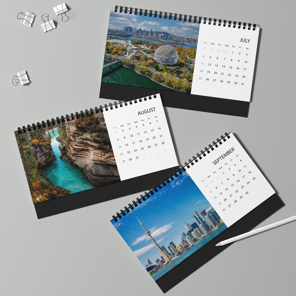 Canada 2027 Desktop Calendar — Scenic Canadian Cities Grid Planner