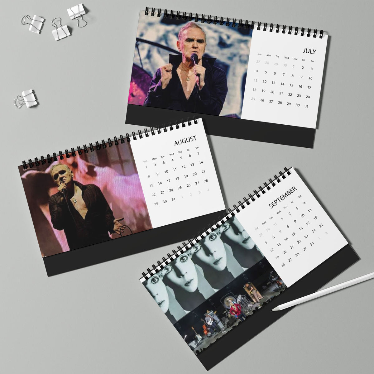 Morrissey 2027 Desktop Calendar — Grid Planner with Band Photos