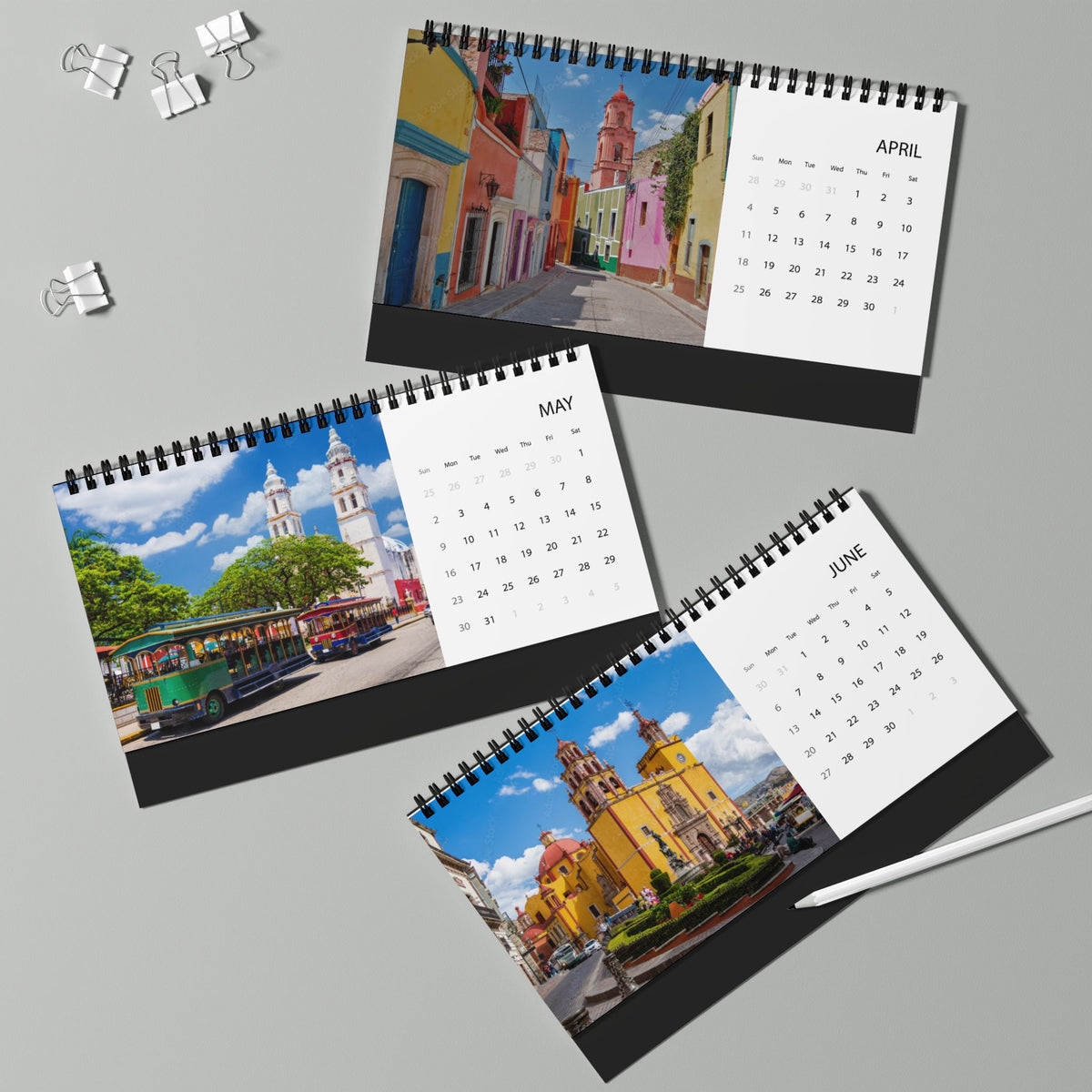 Mexico 2027 Desktop Calendar — Scenic Travel Photo Desk Calendar (Grid Dates)