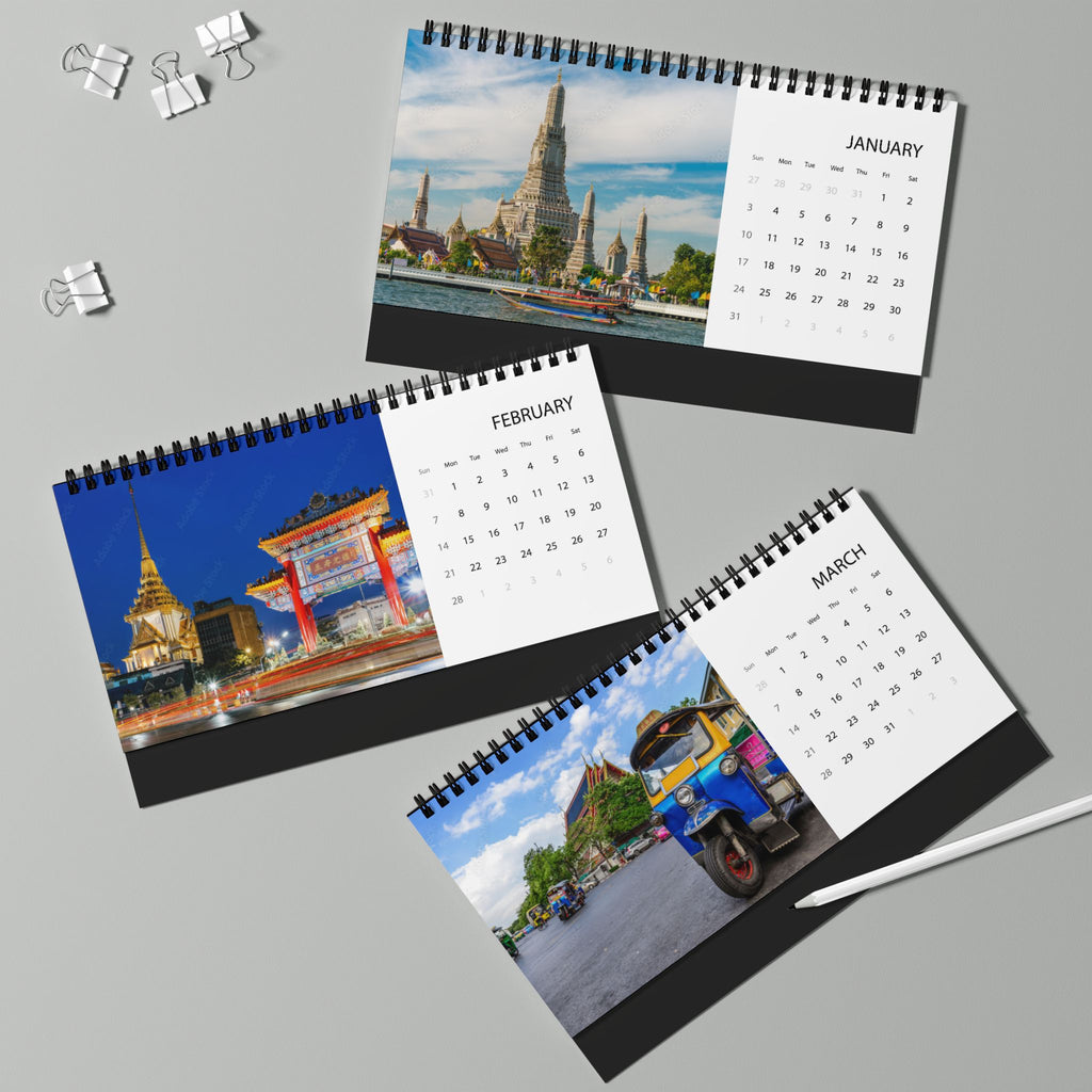Bangkok Desktop Calendar 2027 — Grid Format Desk Planner