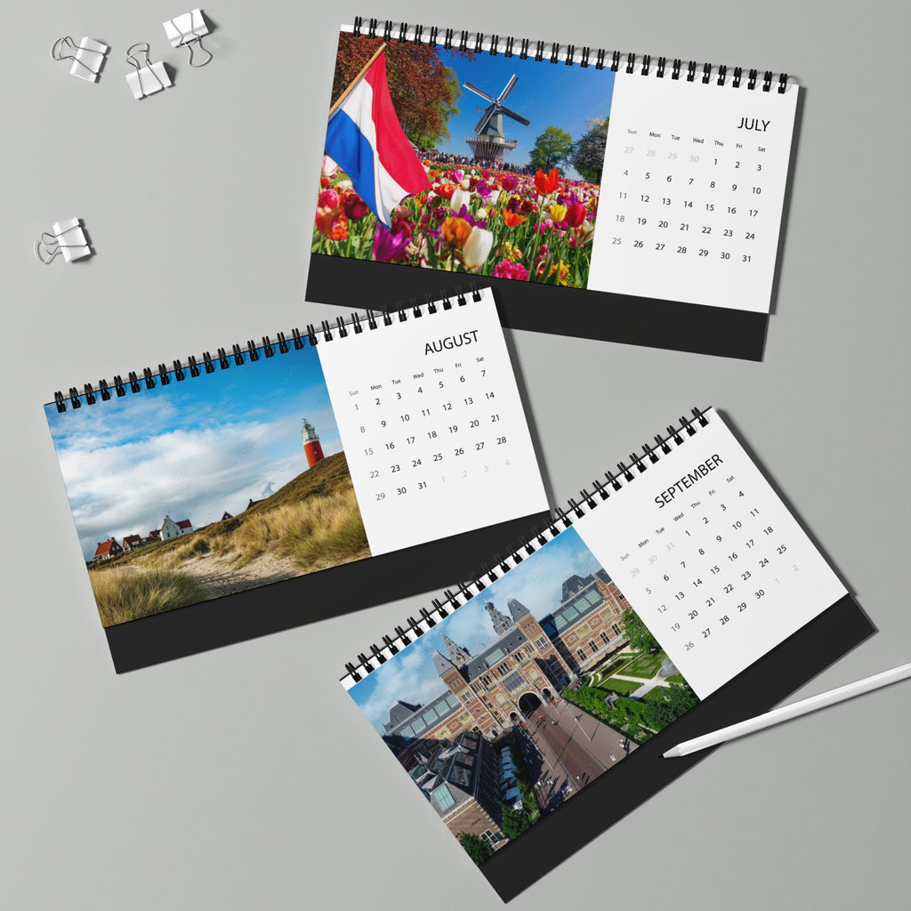 2027 Holland Desktop Calendar — Scenic Netherlands Grid Planner (Desk Calendar)