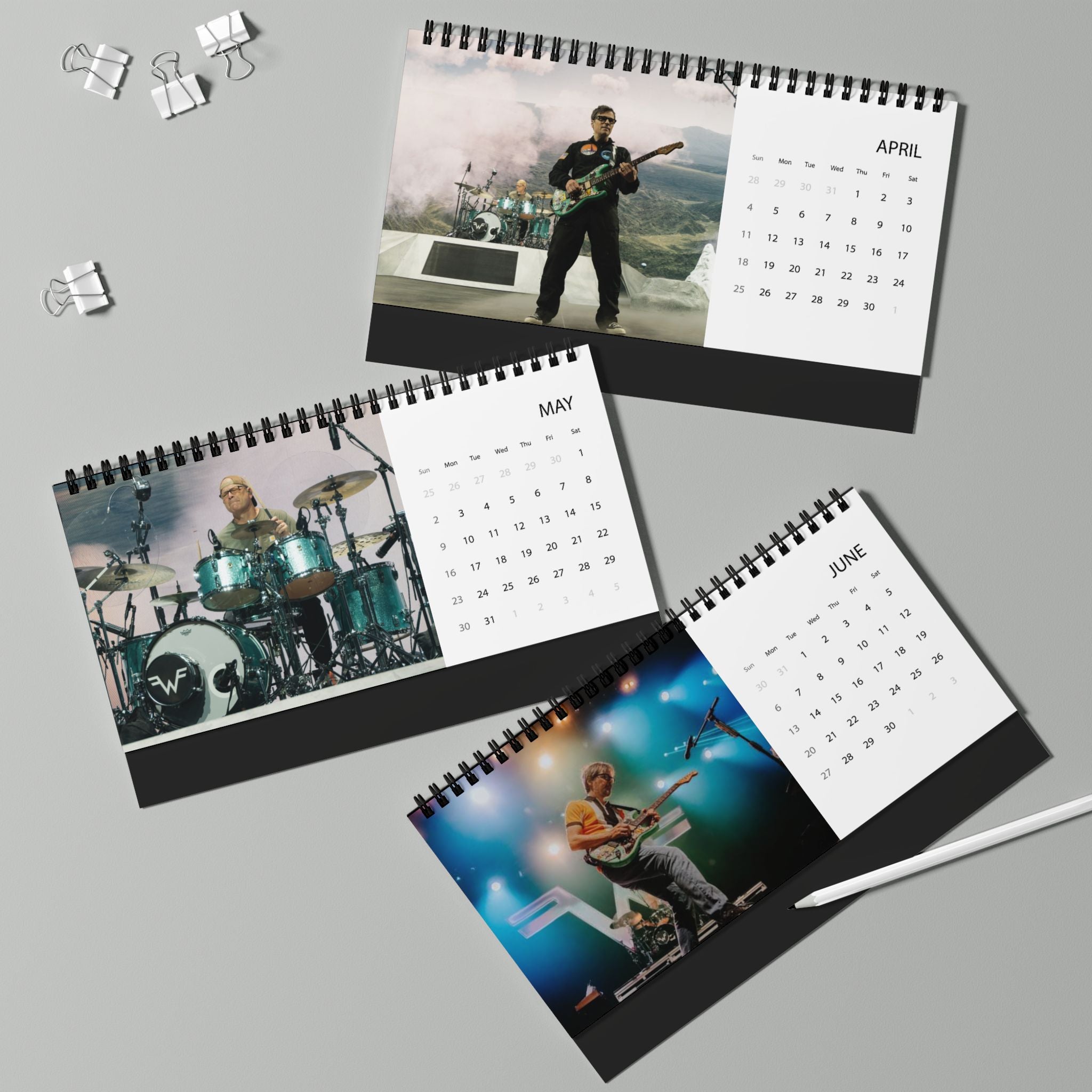 Weezer 2027 Desktop Calendar – Grid-Style Band Photo Desk Calendar