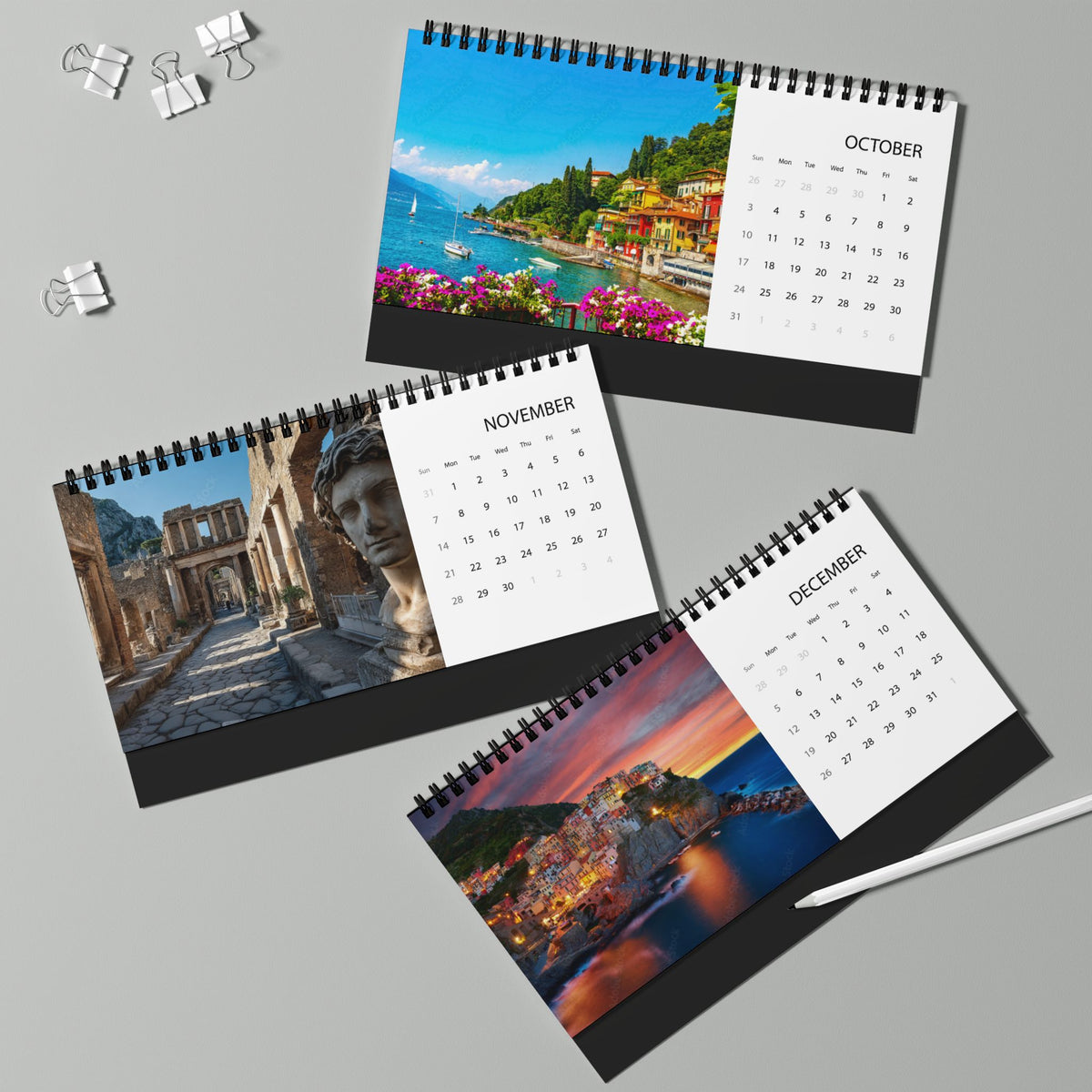 Italy Scenic Desktop Calendar (2027 Grid)