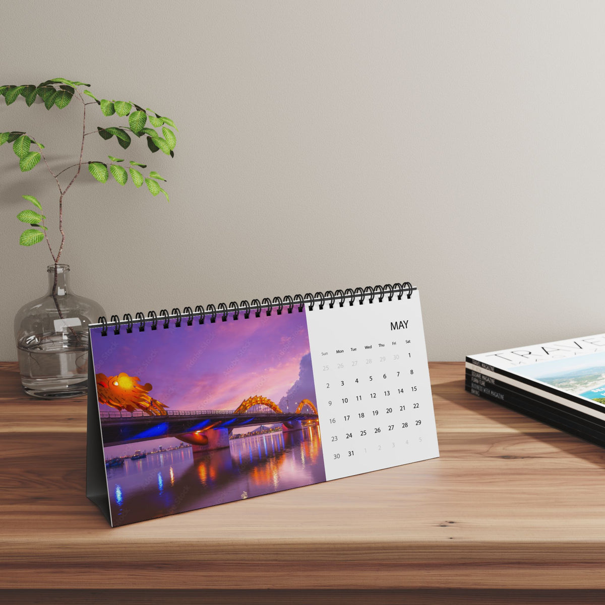 Vietnam Desktop Calendar 2027 — Scenic Vietnam Photo Grid Desk Calendar
