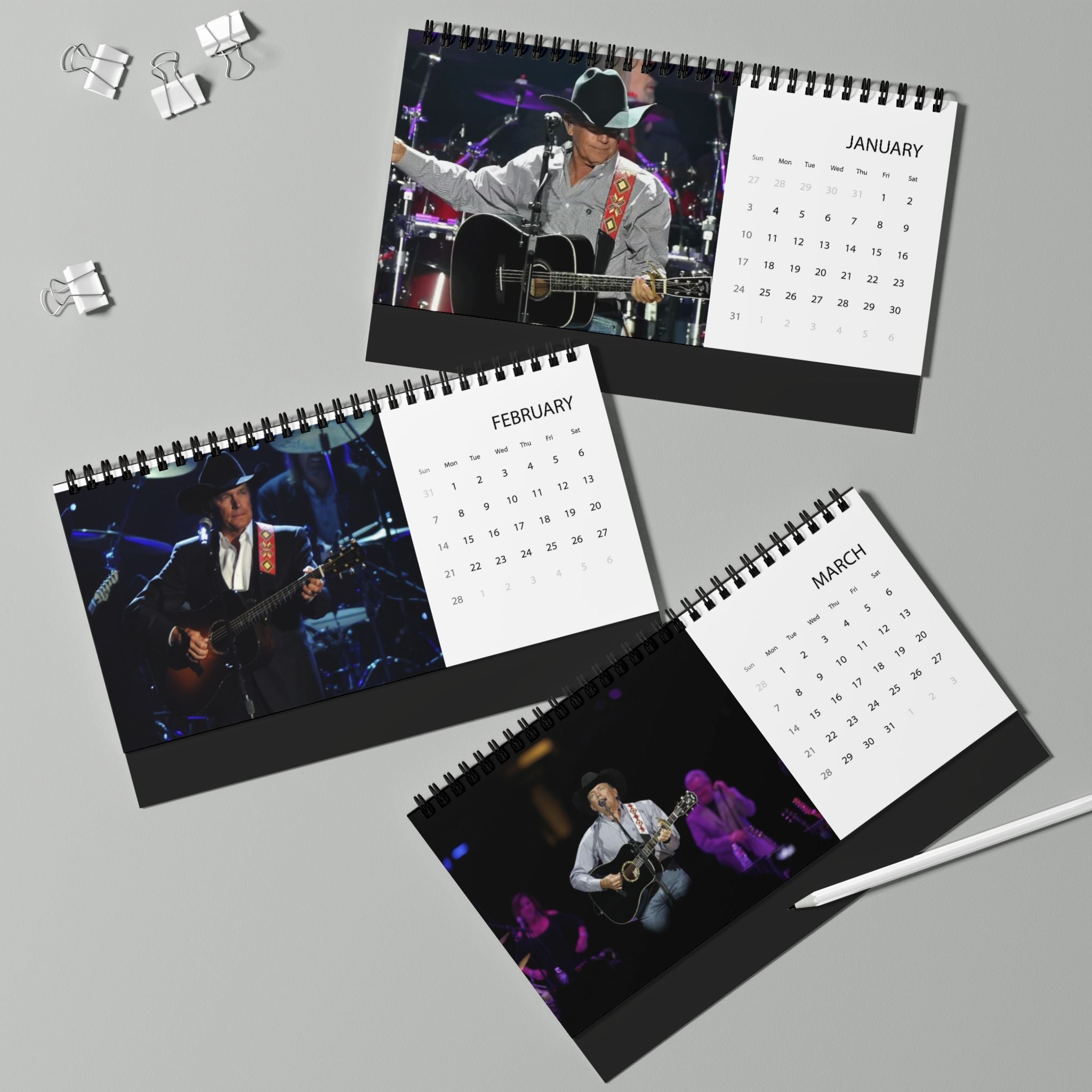 George Strait Desktop Calendar (2027 grid)