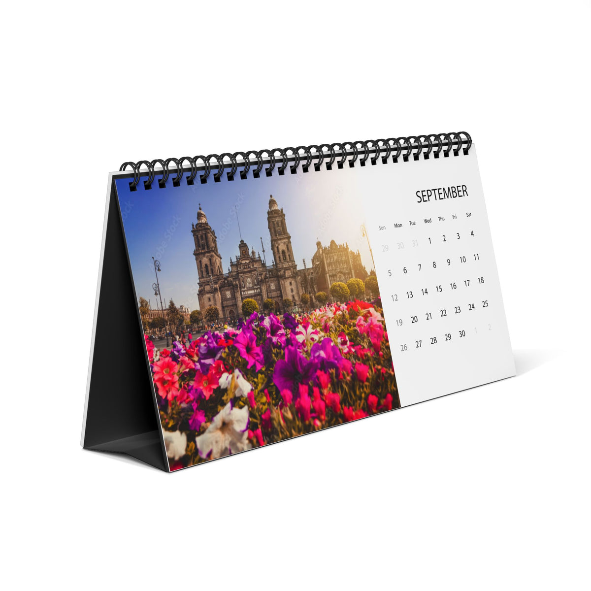 Mexico 2027 Desktop Calendar — Scenic Travel Photo Desk Calendar (Grid Dates)