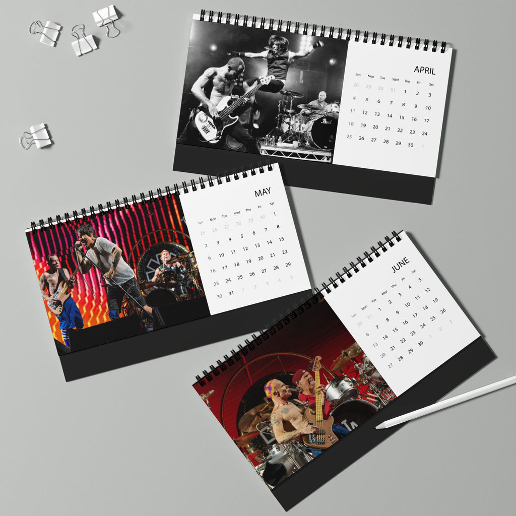 Red Hot Chili Peppers 2027 Desk Calendar — Grid Desktop Calendar with Band Photos