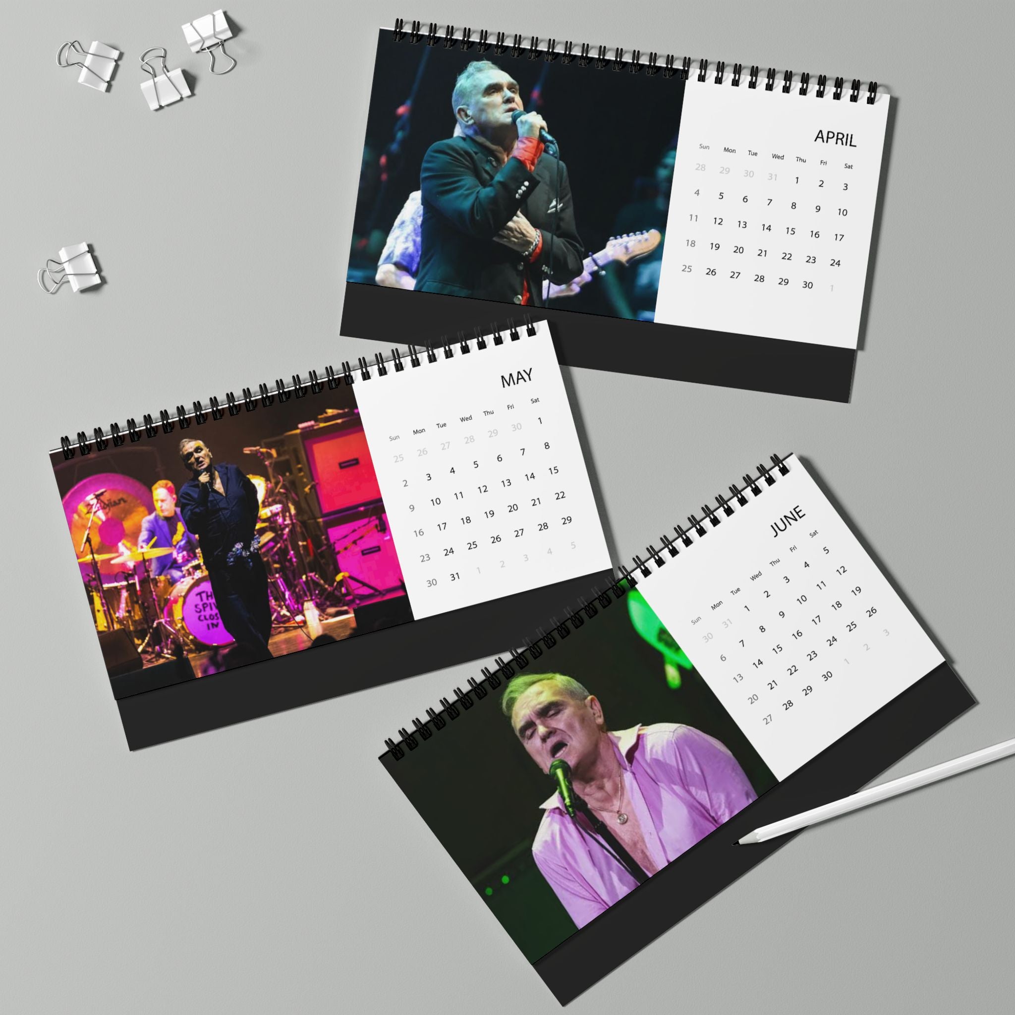 Morrissey 2027 Desktop Calendar — Grid Planner with Band Photos