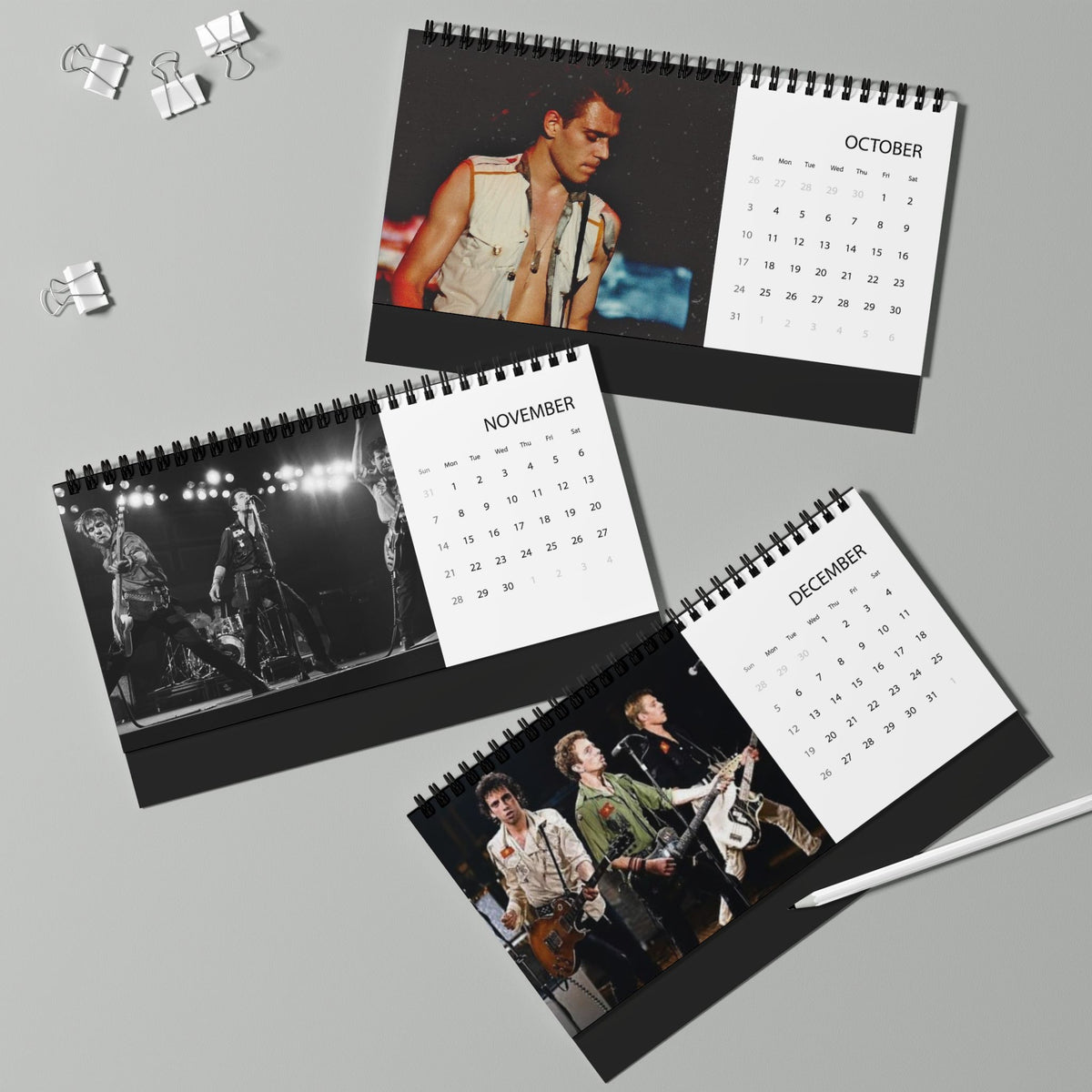 The Clash 2027 Desktop Calendar — Vintage Punk Band Grid Calendar