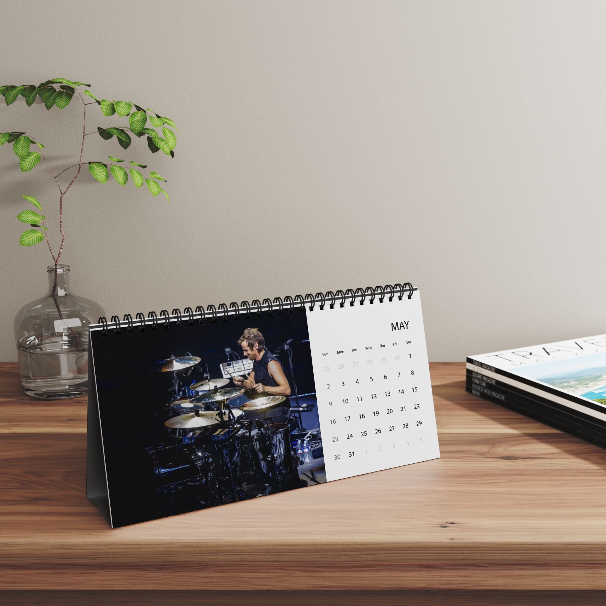 Muse 2027 Desk Calendar — Grid Layout Desktop Calendar with Monthly Images