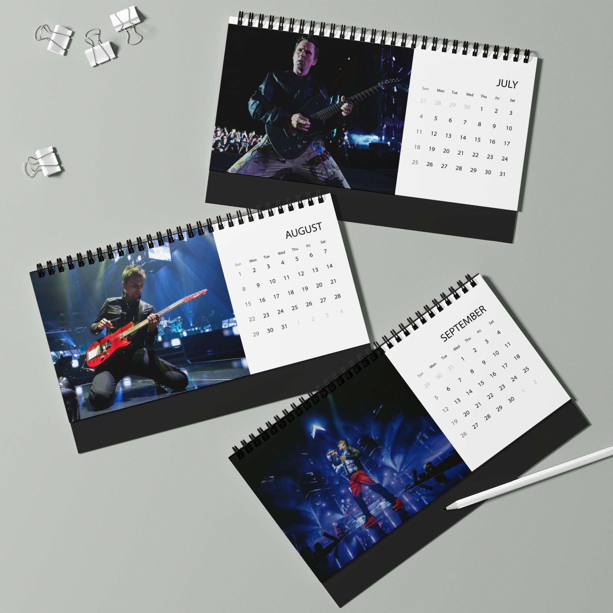 Muse 2027 Desk Calendar — Grid Layout Desktop Calendar with Monthly Images