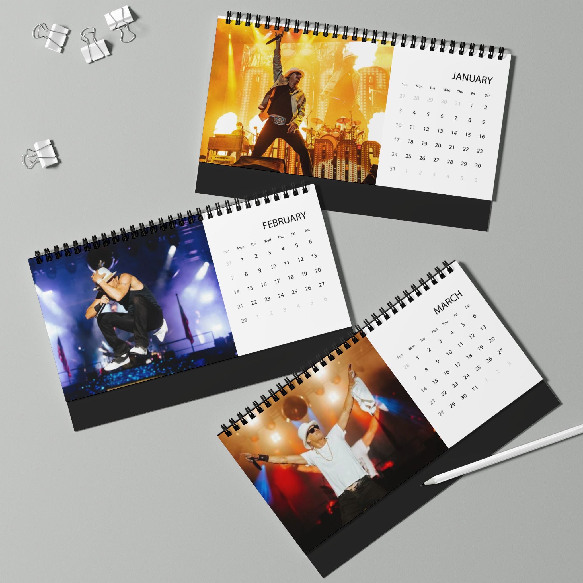 Kid Rock Desktop Calendar 2027 — Musician Photo Grid Desk Calendar