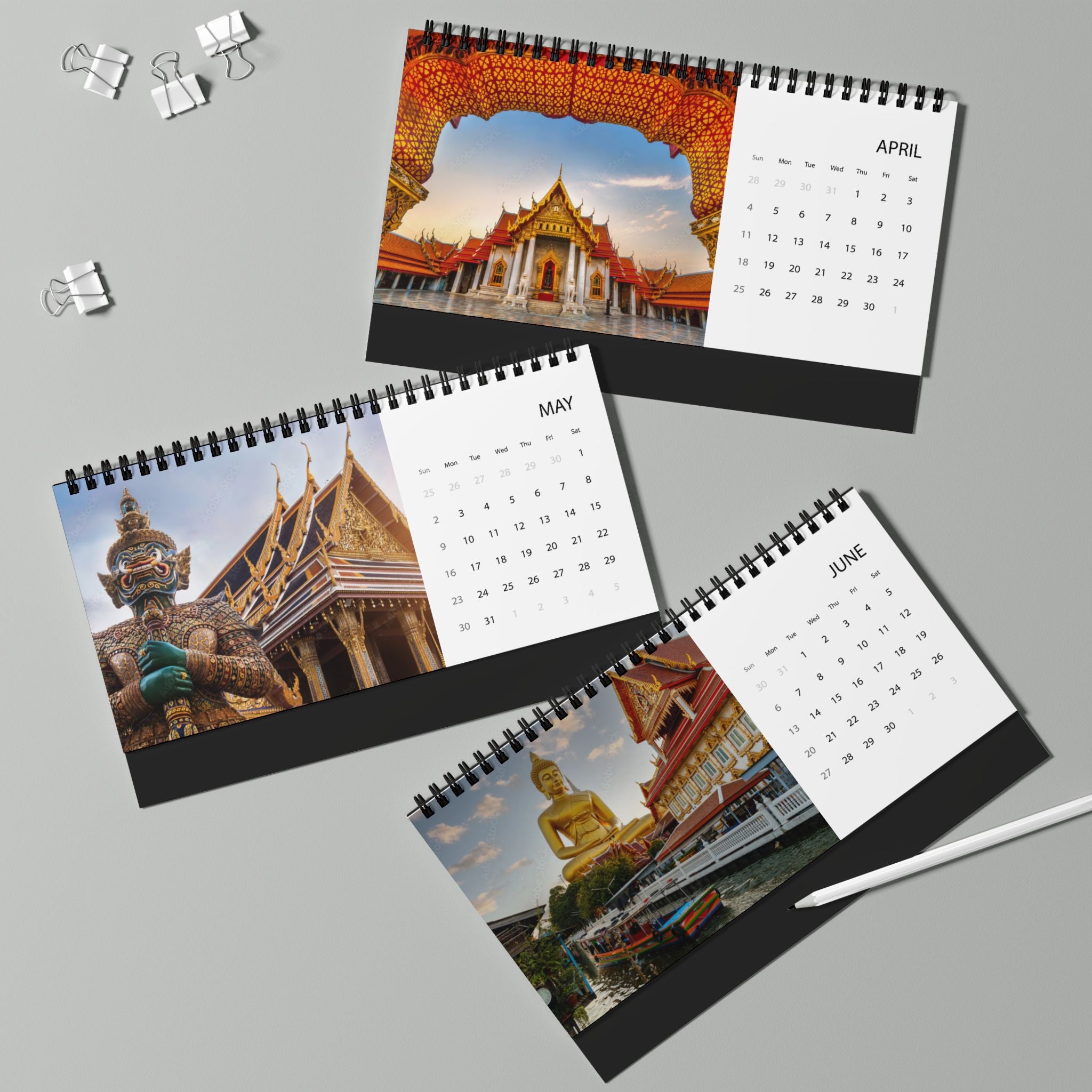 Bangkok Desktop Calendar 2027 — Grid Format Desk Planner