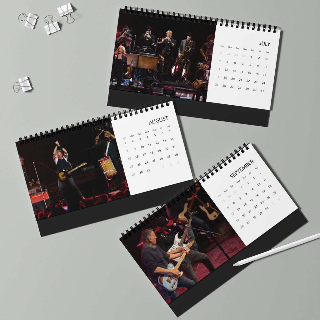 Bruce Springsteen Desktop Calendar — 2027 Grid Desk Calendar with Musician Photo Layout