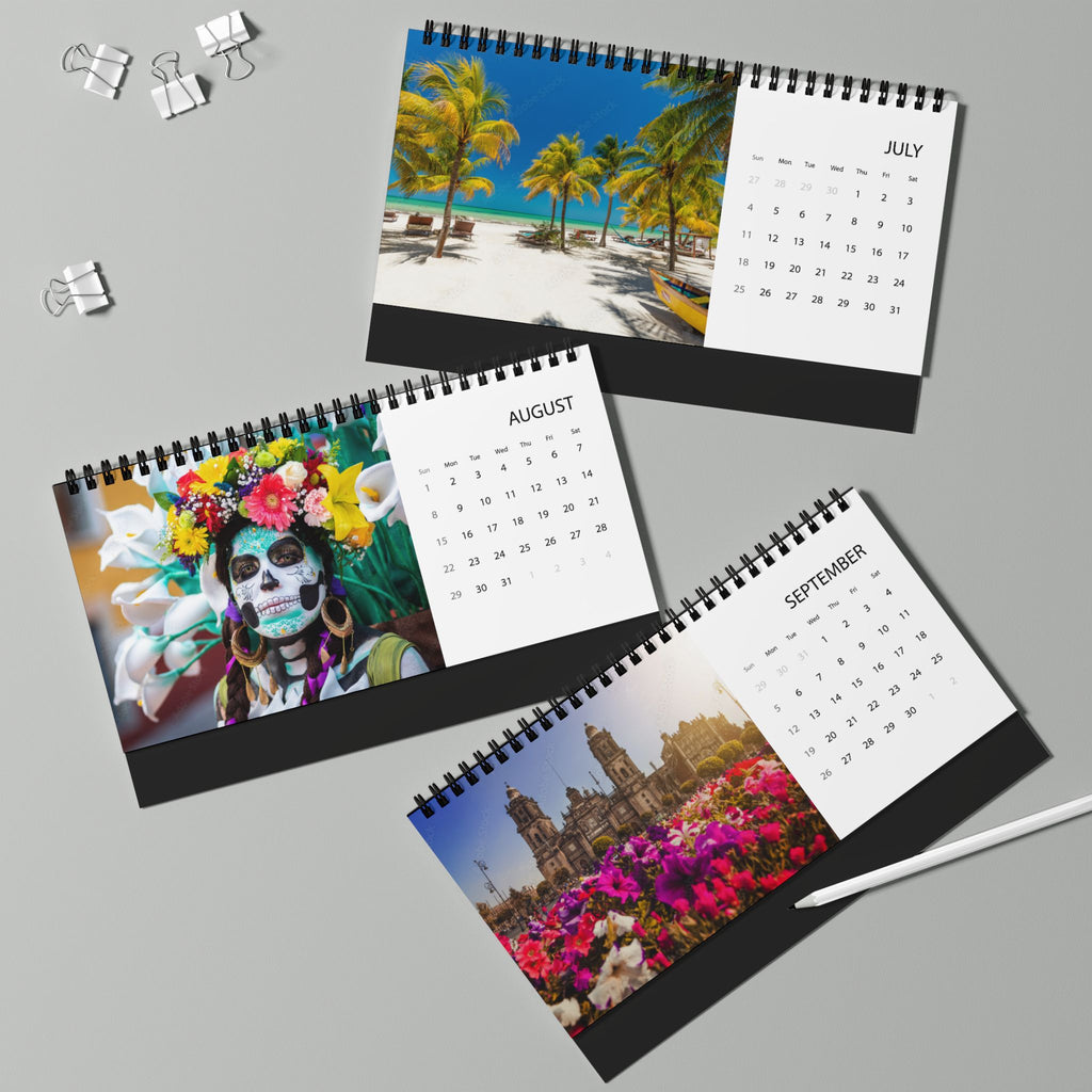 Mexico 2027 Desktop Calendar — Scenic Travel Photo Desk Calendar (Grid Dates)