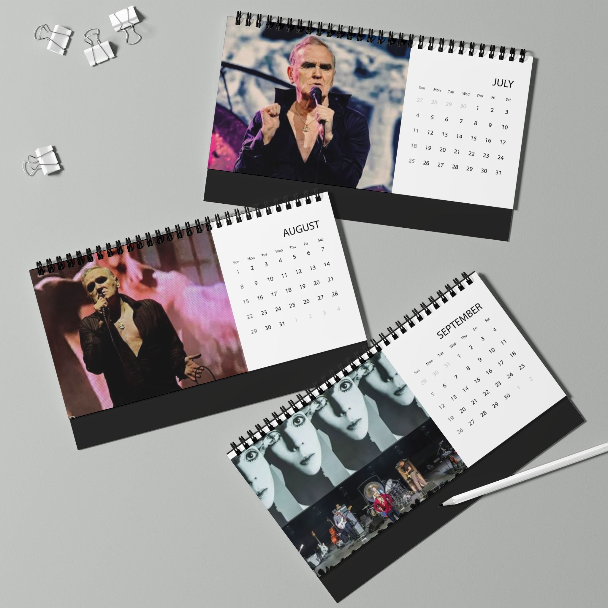 Morrissey 2027 Desktop Calendar — Grid Planner with Band Photos